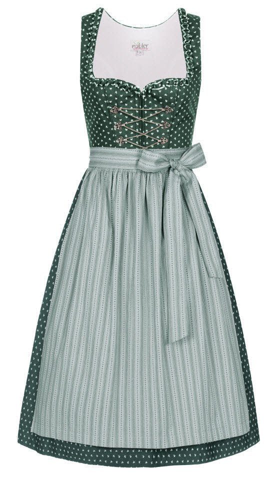 Nübler Dirndl Damen Dirndl midi im Landhausstil, Rocklänge 70cm - Rocklänge 70 cm (Dirndl Set midi THEA, Dirndl Kleid mit Schürze) Moderne Tracht im bayerischen Stil - Trachtenmode Damen