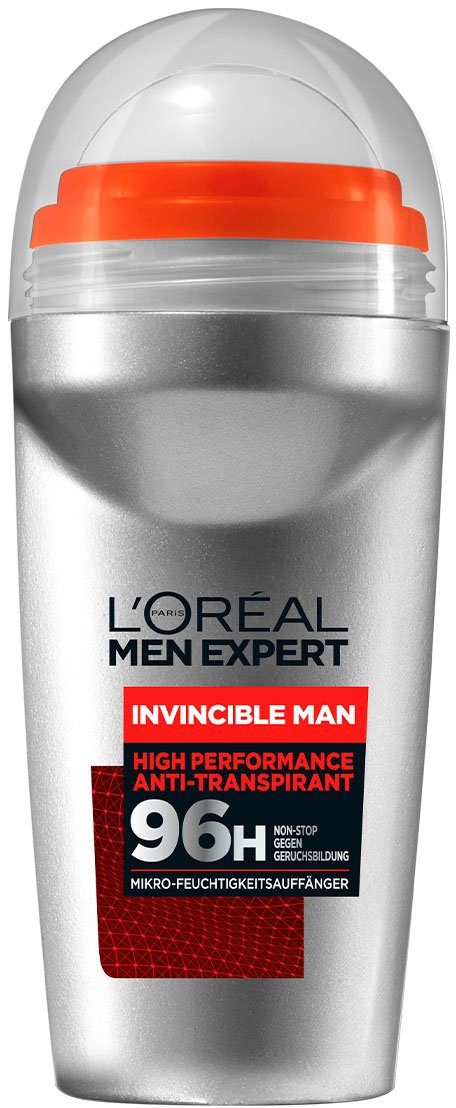 L'ORÉAL PARIS 96H Non-Stop Anti-Transpirant Invincible mit EXPERT MEN Trockenschutz Deo-Roller Man