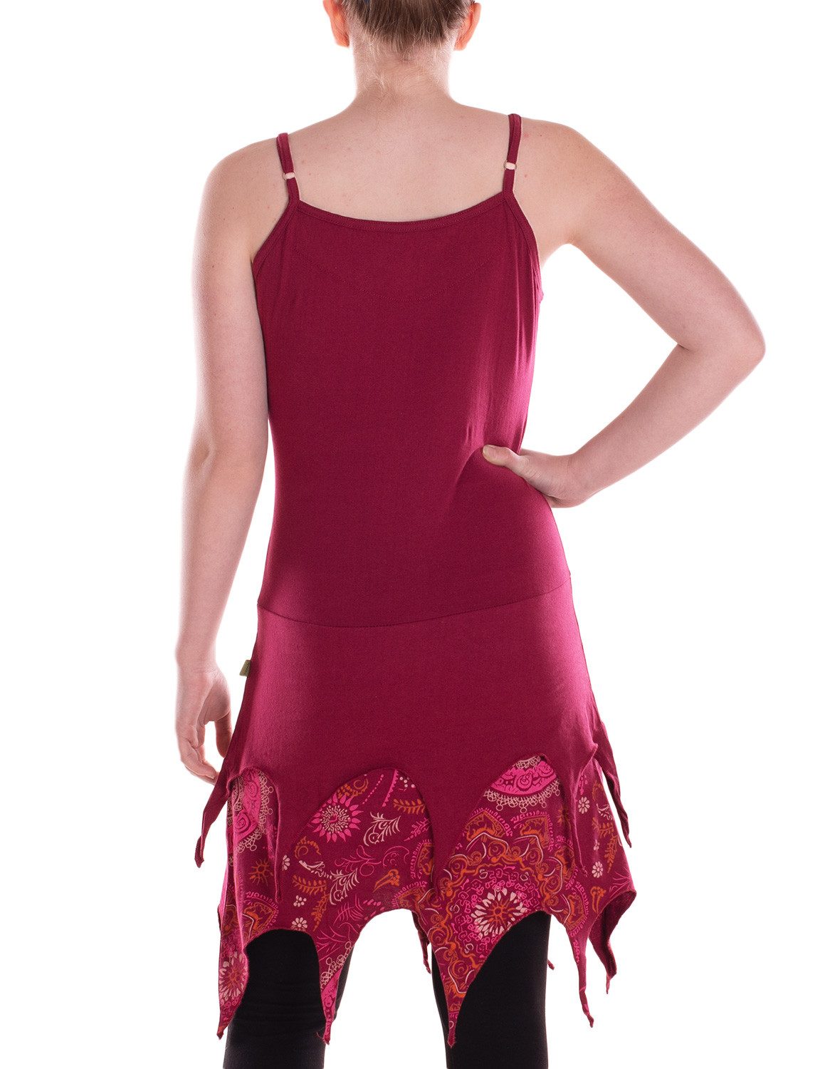 Vishes Zipfelkleid Damen Kleid Baumwolle Paisley asymmetrisch Spaghetti-Träger Alternative Bekleidung, Ethno, Hippie, Retro Style