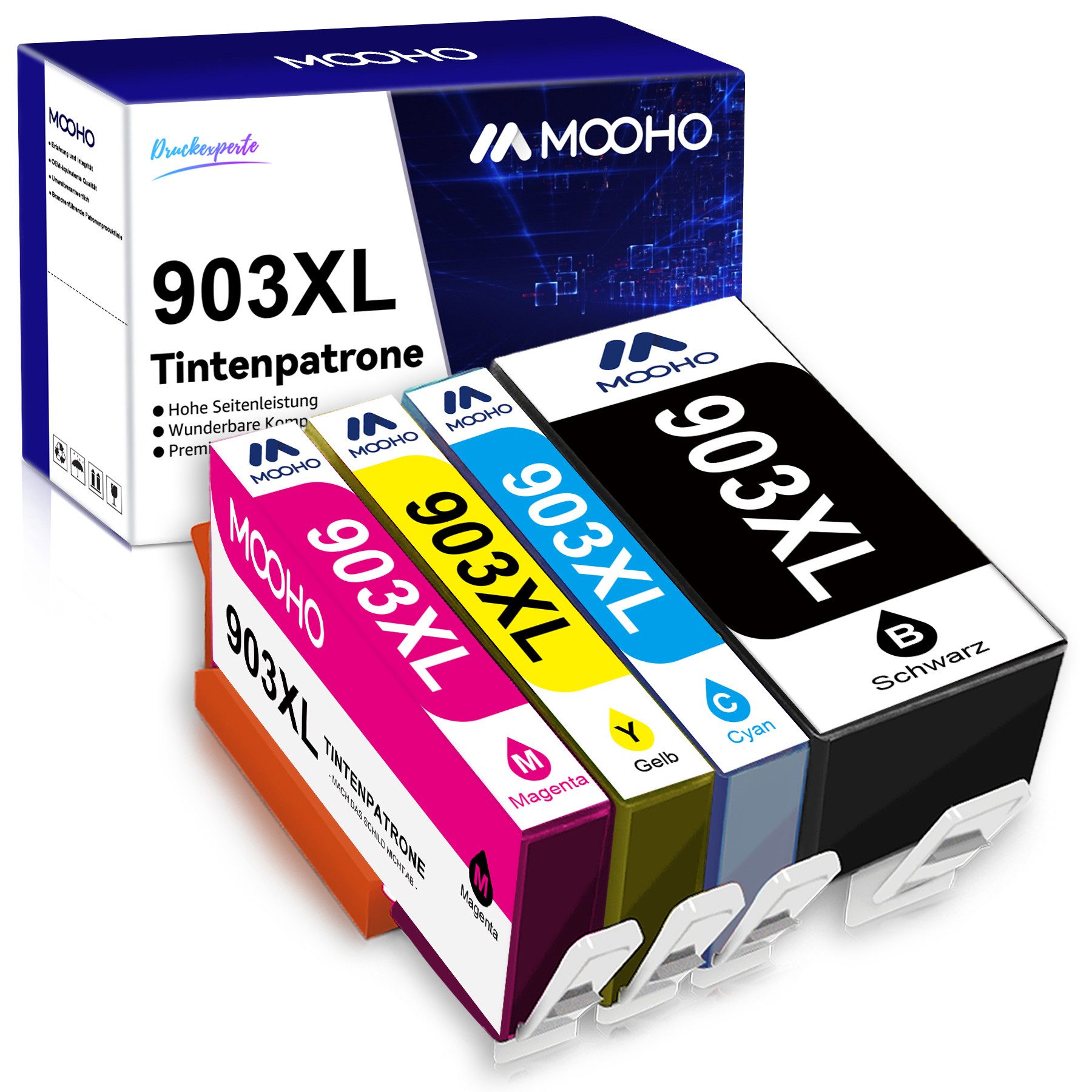 MOOHO ersetzt für HP 903XXL 903 XXL Verbesserter Chip HP903 Tintenpatrone
