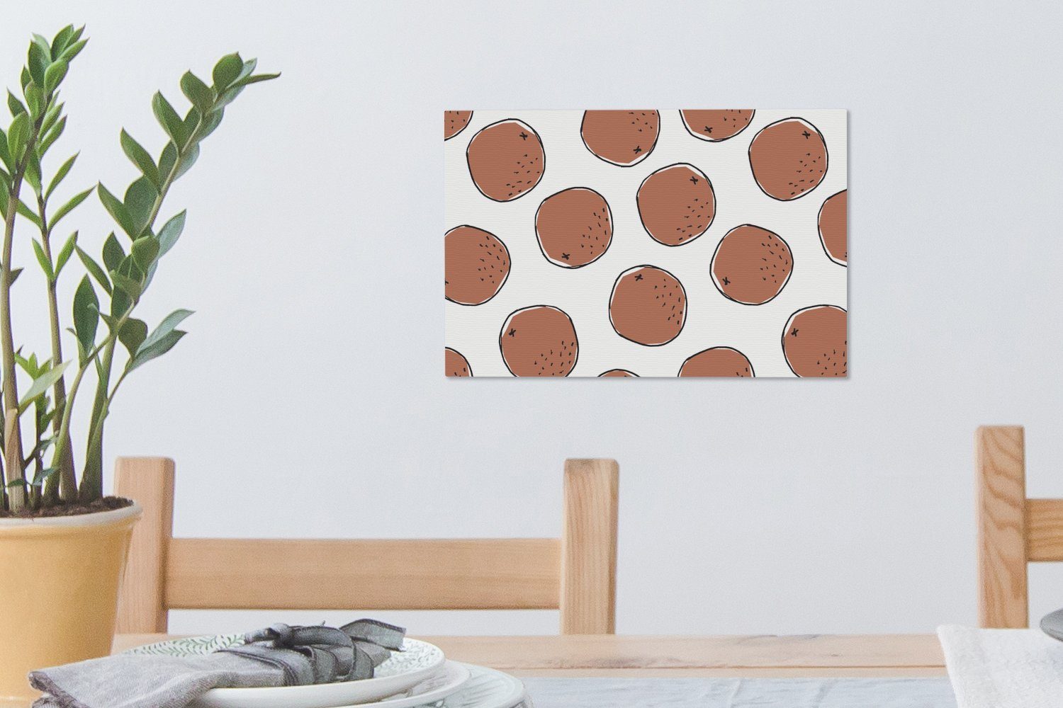 Wanddeko, Wandbild Leinwandbilder, cm - Muster, (1 OneMillionCanvasses® Sommer St), 30x20 Aufhängefertig, Leinwandbild - Kokosnüsse