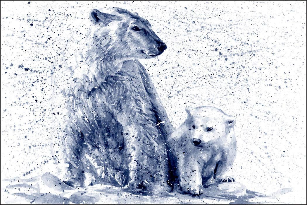 Muralo Fototapete Natur – Fototapete Wandtapete Vlies Wanddeko Wohnzimmer, bedruckt, Tiere – Eisbären – Schnee, 90 x 60 cm, Vlies