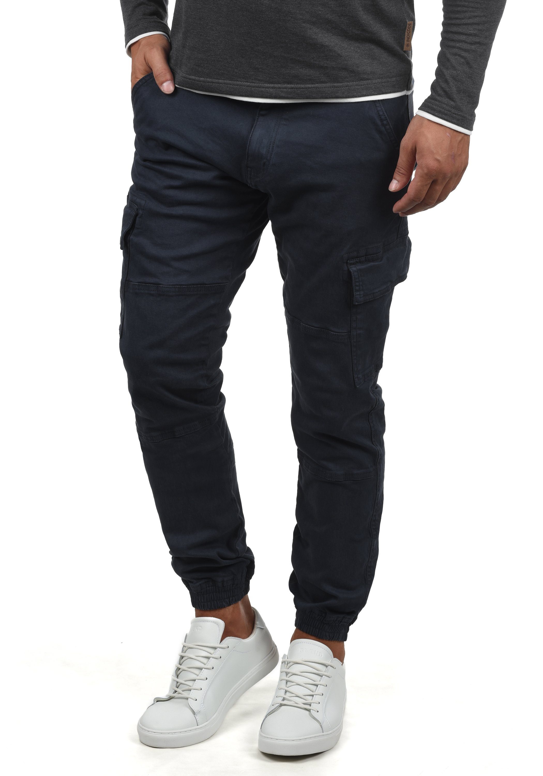 Indicode Cargohose IDBromfield lange Hose mit elastischen Beinbündchen Navy (400)