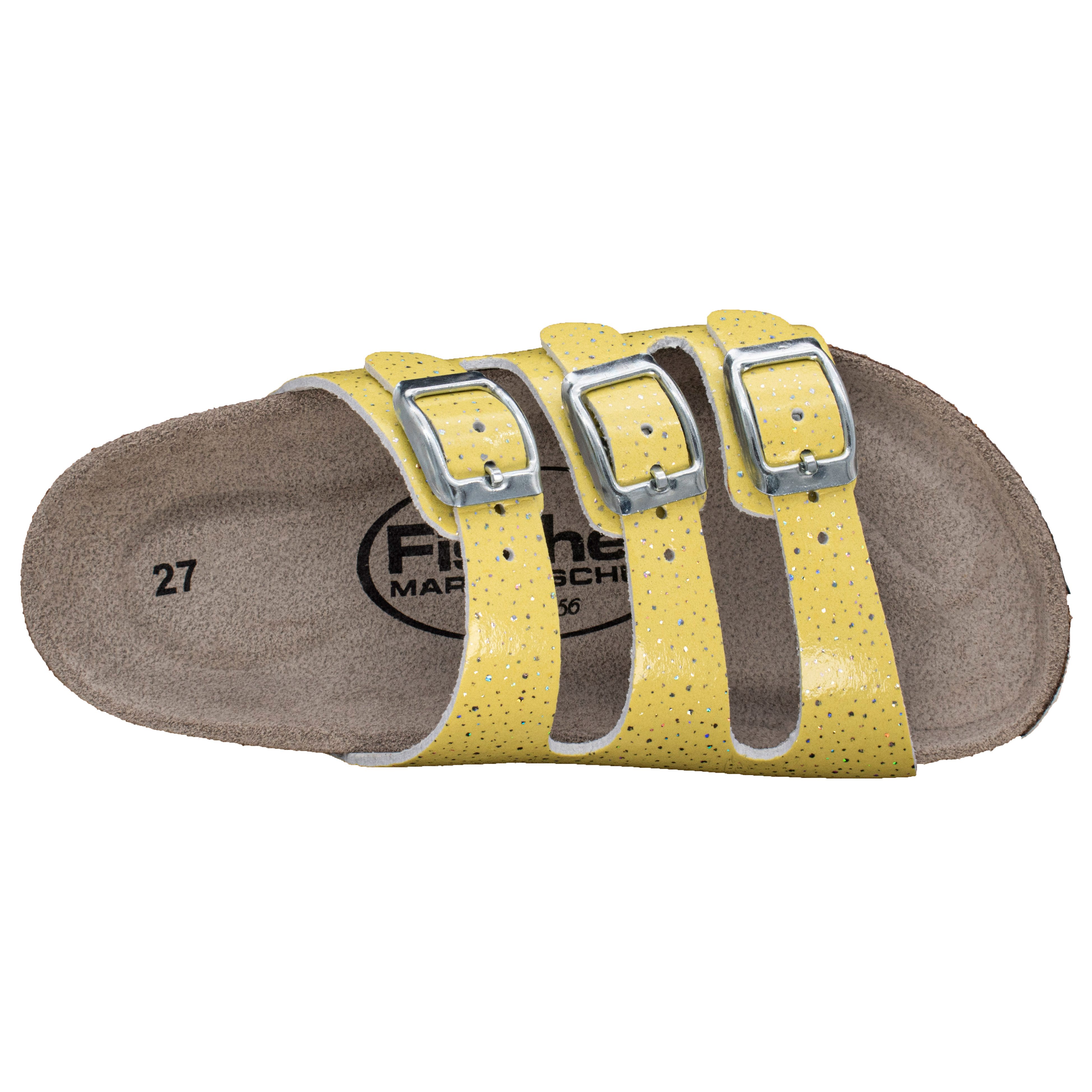 Fischer-Markenschuh Hawaii Pantolette aus Vegano, mit Fleecefutter, ergonomisch geformtes Lederfußbett