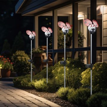 etc-shop LED Solarleuchte, LED-Leuchtmittel fest verbaut, 3er Set LED Leuchten Erdspieß Solar Außen Garten Steck