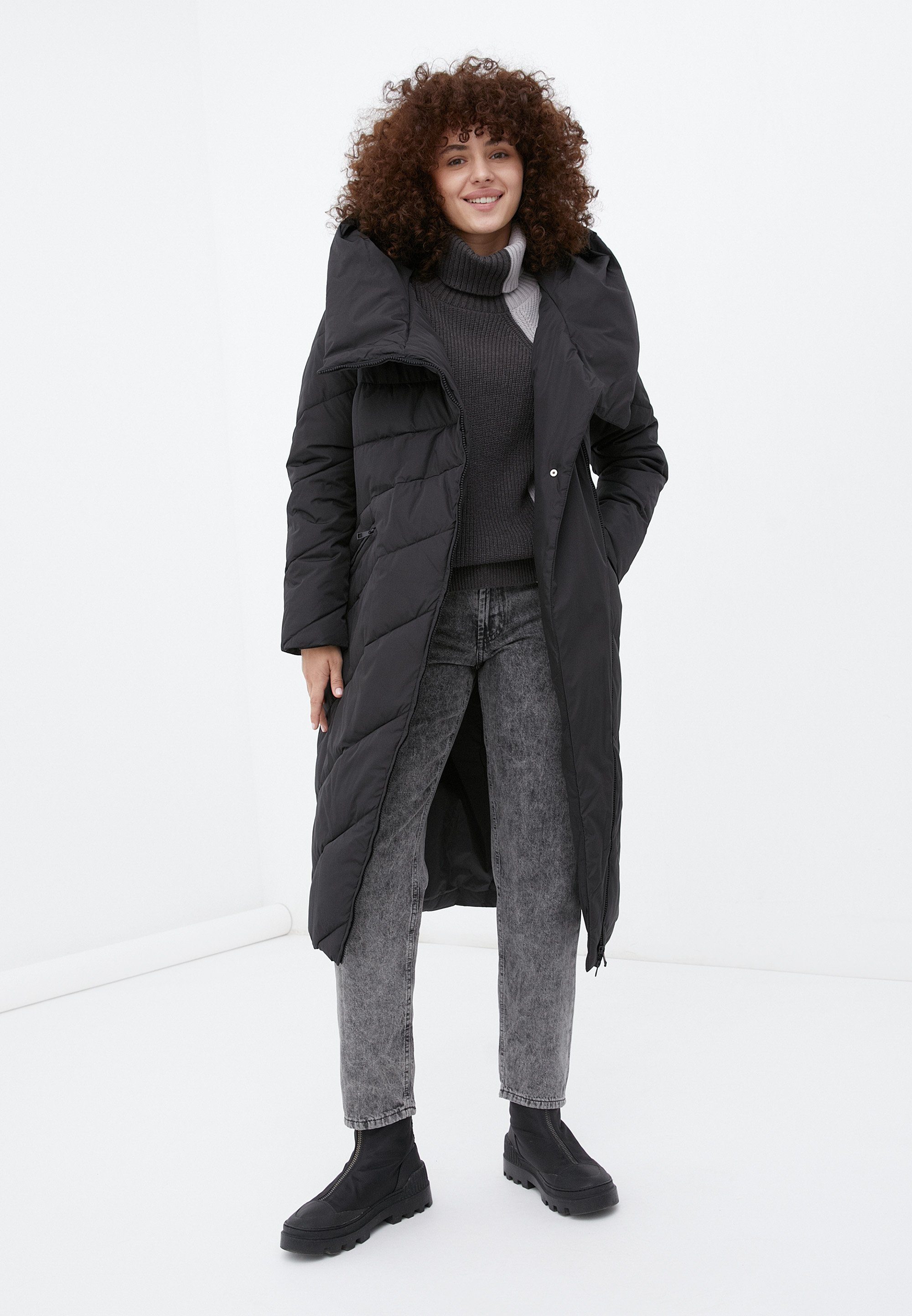 Finn Flare Wintermantel Warm mit asymmetrischem Reißverschluss