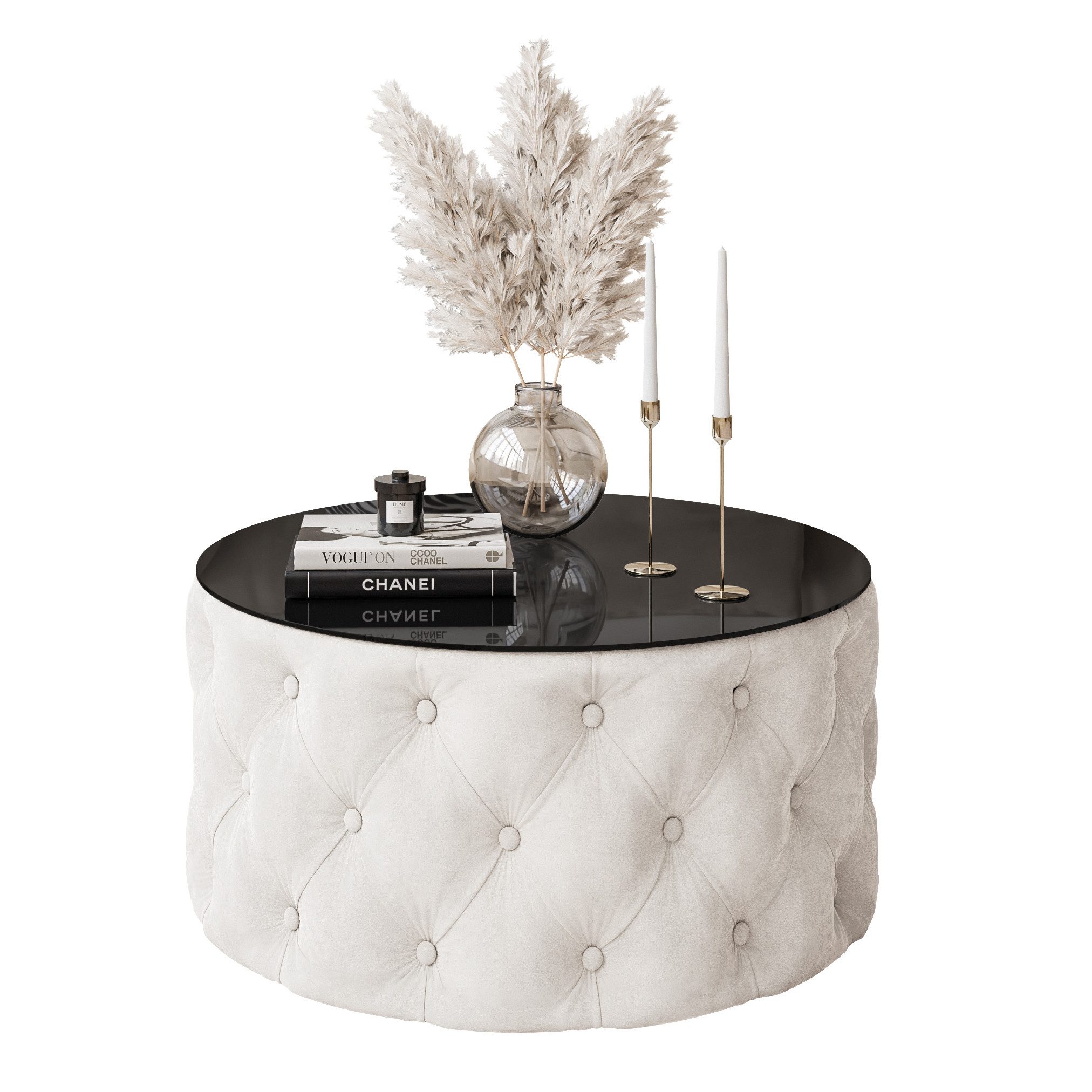 Lookway Couchtisch CHESTERFIELD 70 cm runder gepolsterter couchtisch günstig online kaufen