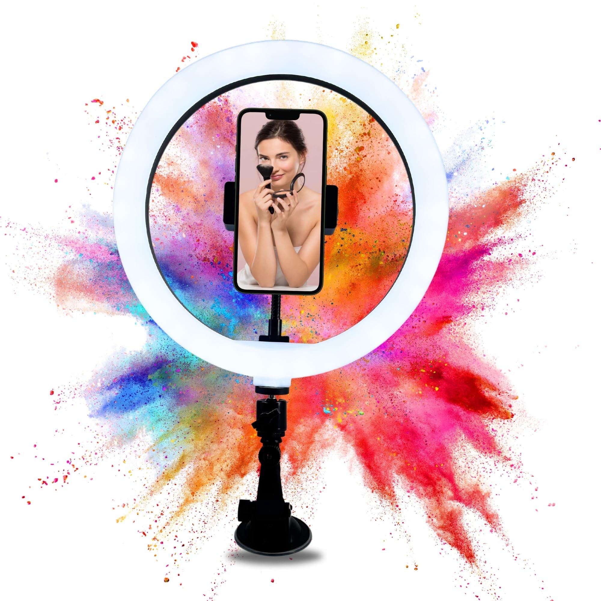 TronicXL Ringlicht Ringlicht mit Saugnapf Halterung Handy Halter für iPhone Smartphone, Ring Light Ständer für YouTube Video Stream TikTok