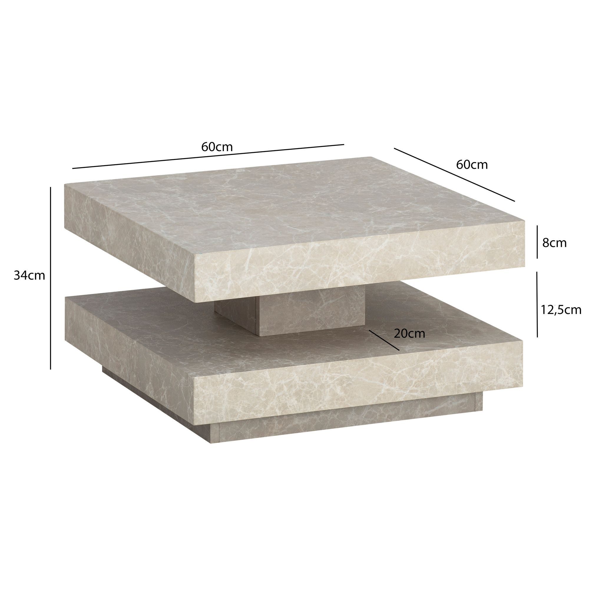 FineBuy Couchtisch 60x60x34 cm Sofatisch Modern, Design Wohnzimmertisch mit Stauraum Quadratisch, Loungetisch Klein, Kaffeetisch – Bild 3 von 5