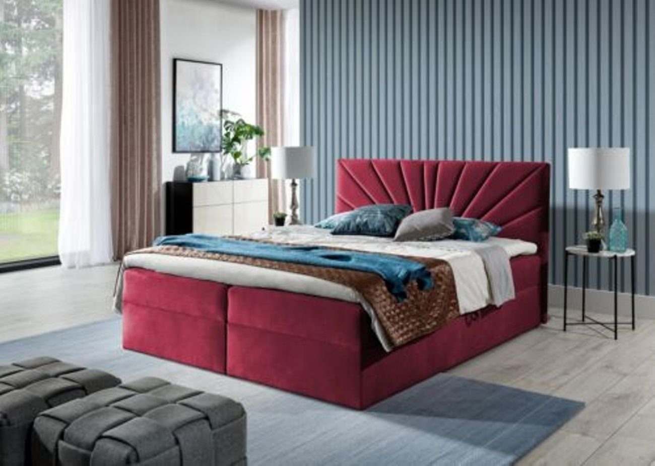 JVmoebel Bett, Boxspringbett Doppelbett Bett mit Bettkasten Ehebett Betten Rot
