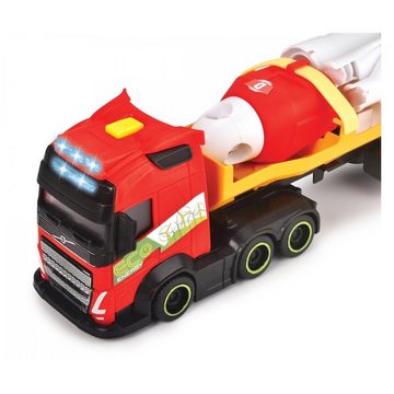 Dickie Toys Spielzeug-LKW Heavy Load Truck, Schwertransporter mit Anhänger und Boot, mit Licht und Sound
