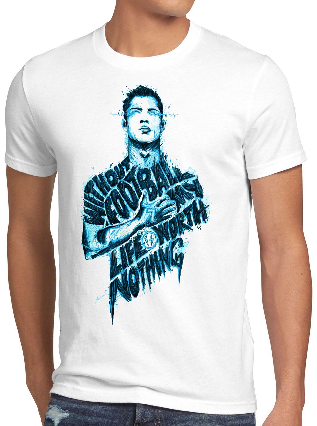style3 Print-Shirt Trikot Herren Football T-Shirt is Fußball Weiss Germany Life