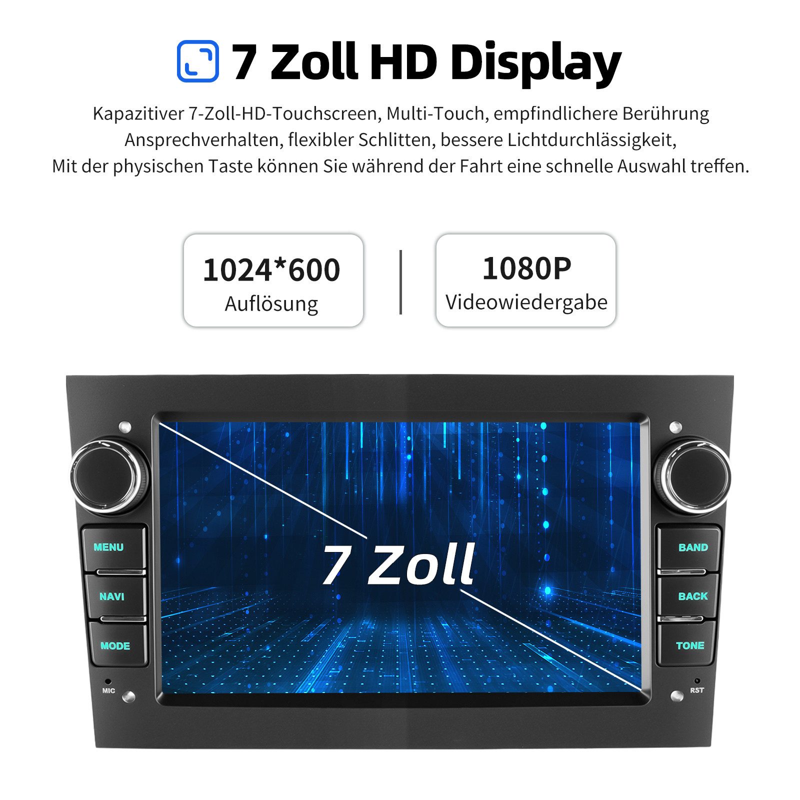 ESSGOO 7'' Android 15 WinCE für Opel Astra H/Corsa C/D/Vectra C/Zafira h 2DIN Navigationsgerät (Apple Carplay Android Auto GPS Navi WIFI BT EQ) – Bild 5 von 5