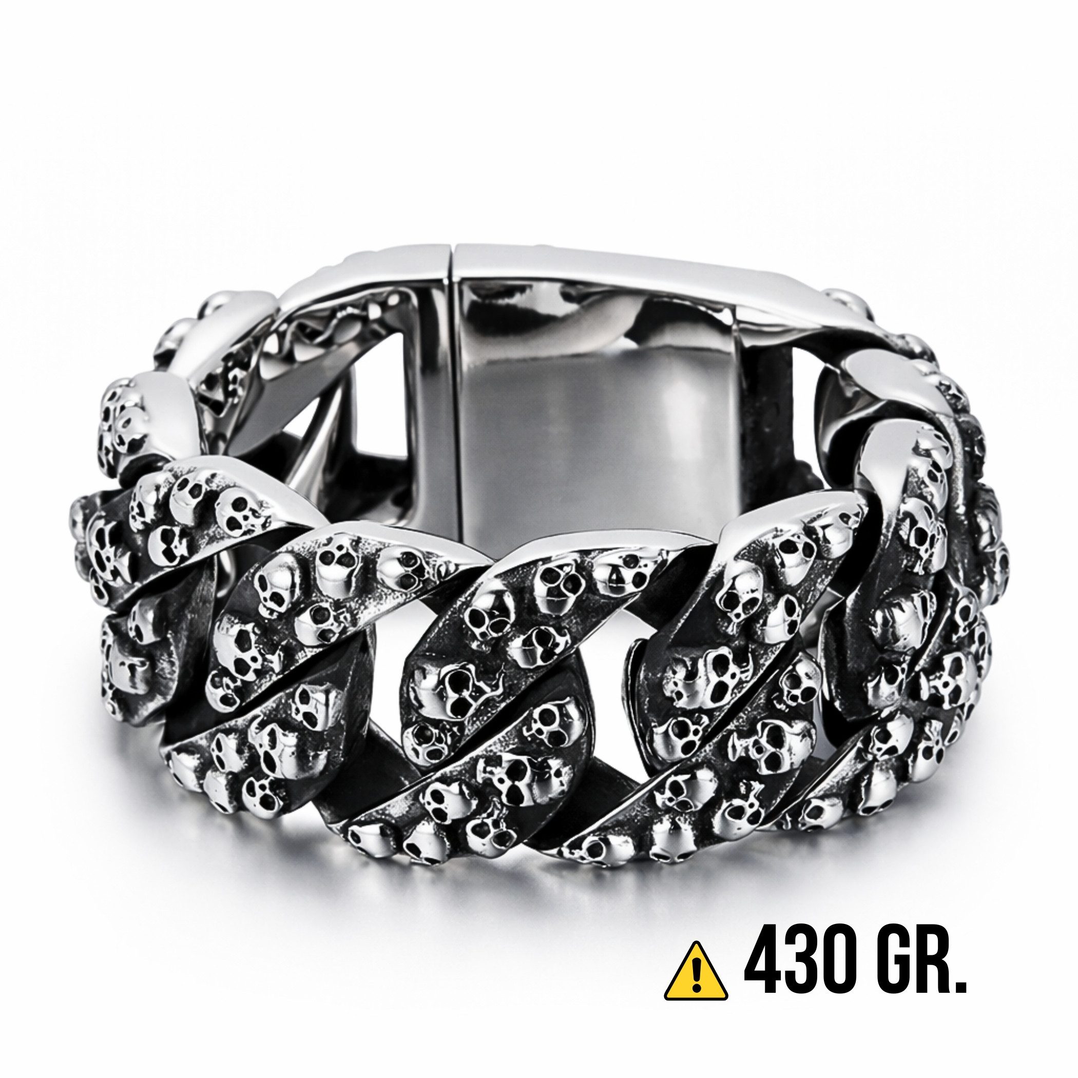 UNIQAL.de Edelstahlarmband Panzerarmband Herren "SILVER SKULL" Edelstahlarm günstig online kaufen