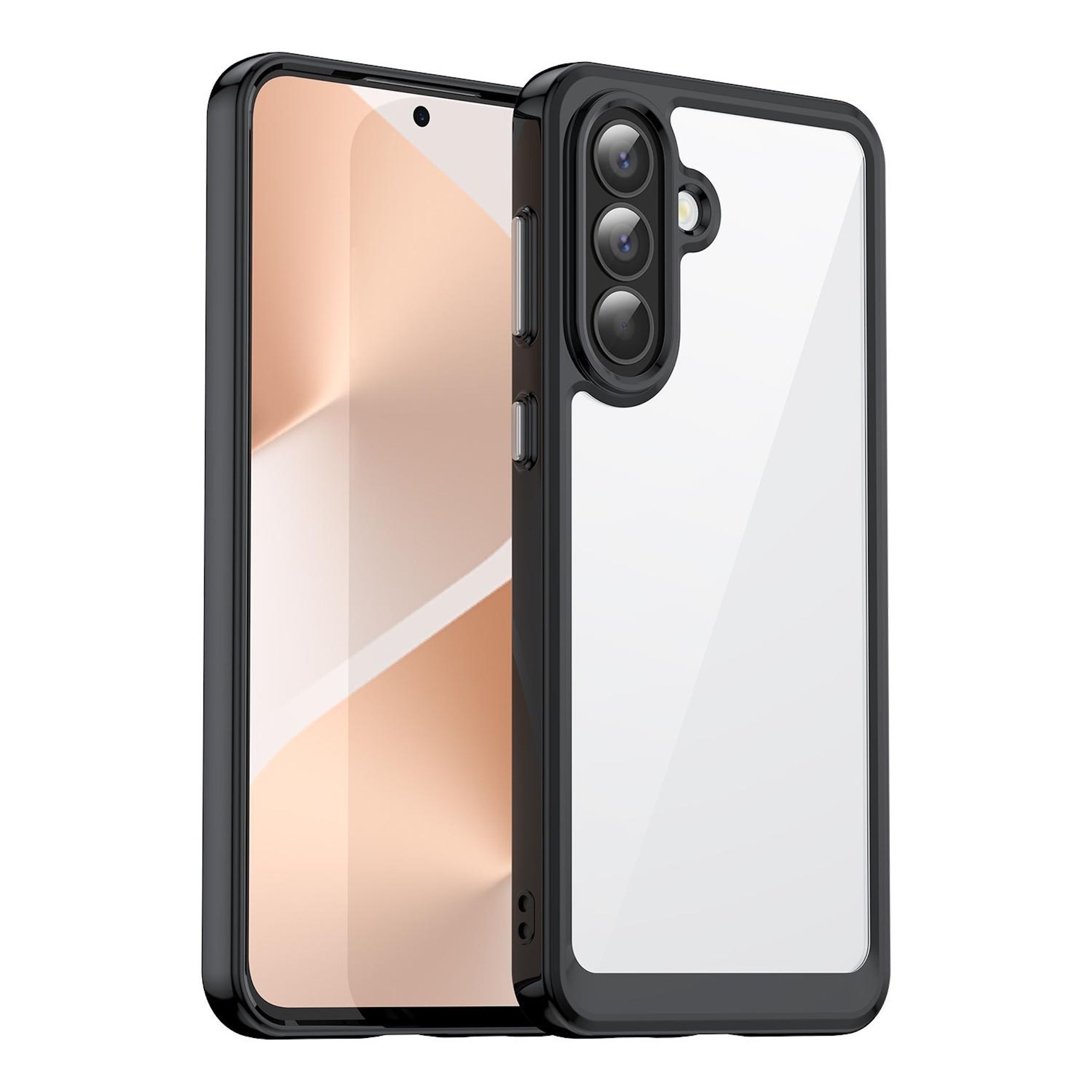Wigento Handyhülle Für Samsung Galaxy A57 5G Colorful Serie TPU Acryl Schutzhülle Schwarz, Colorful Series Hybrid Schutzhülle