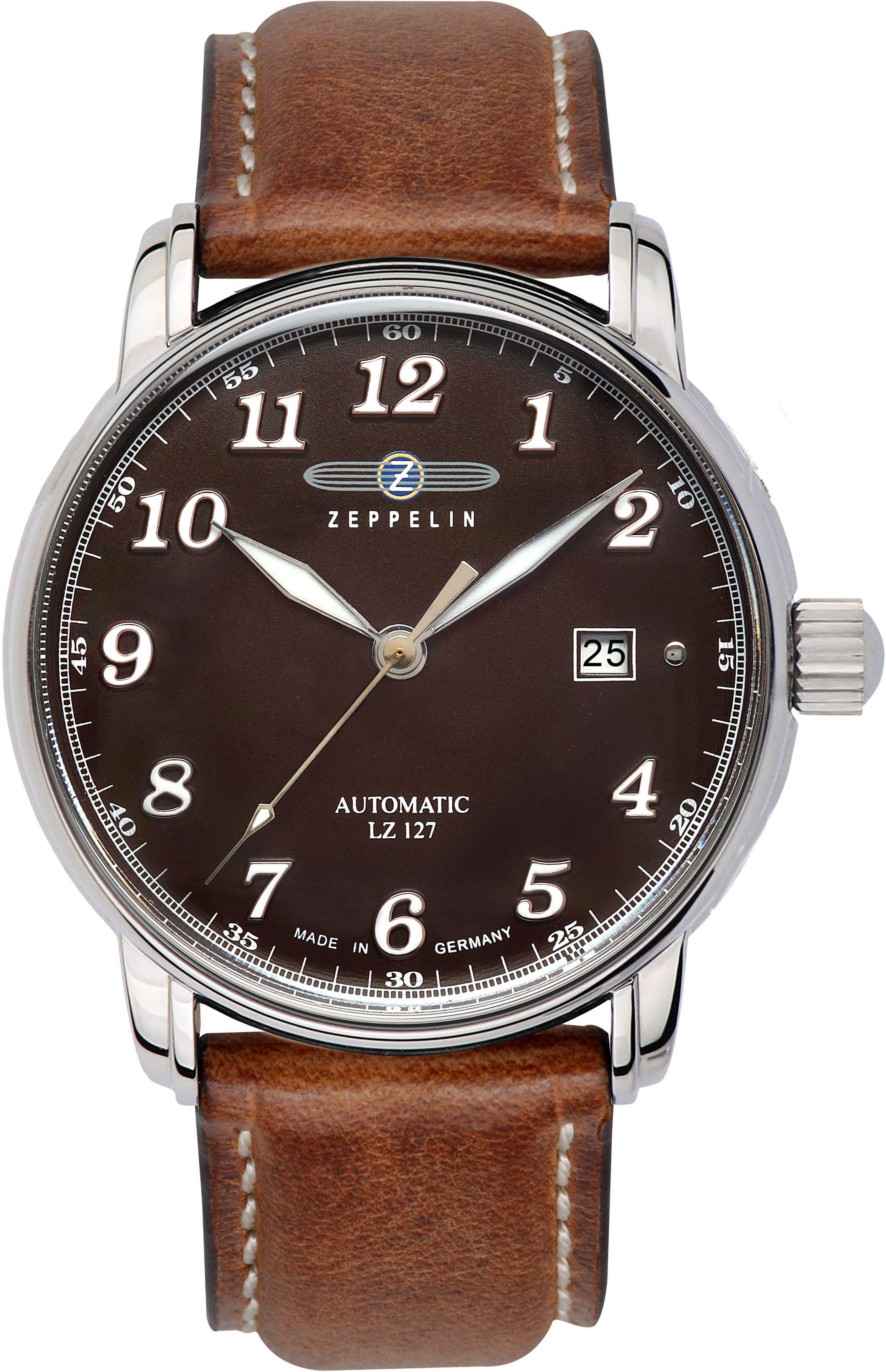 ZEPPELIN Automatikuhr LZ 127 Graf Zeppelin, 8656-3, Armbanduhr, Herrenuhr, Datum, Made in Germany