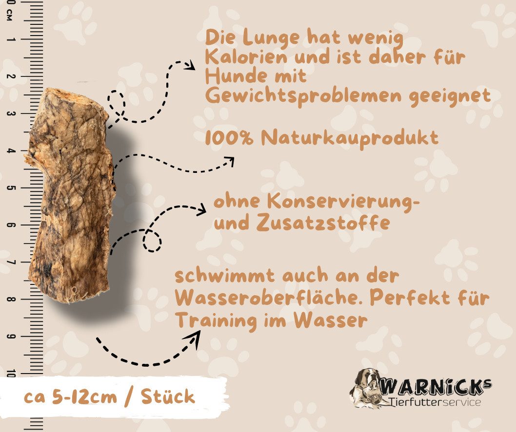 Warnick´s Tierfutterservice Rinderlunge getrocknet - fettarmer & kalorienarmer Hundesnack, Snack für: Hunde