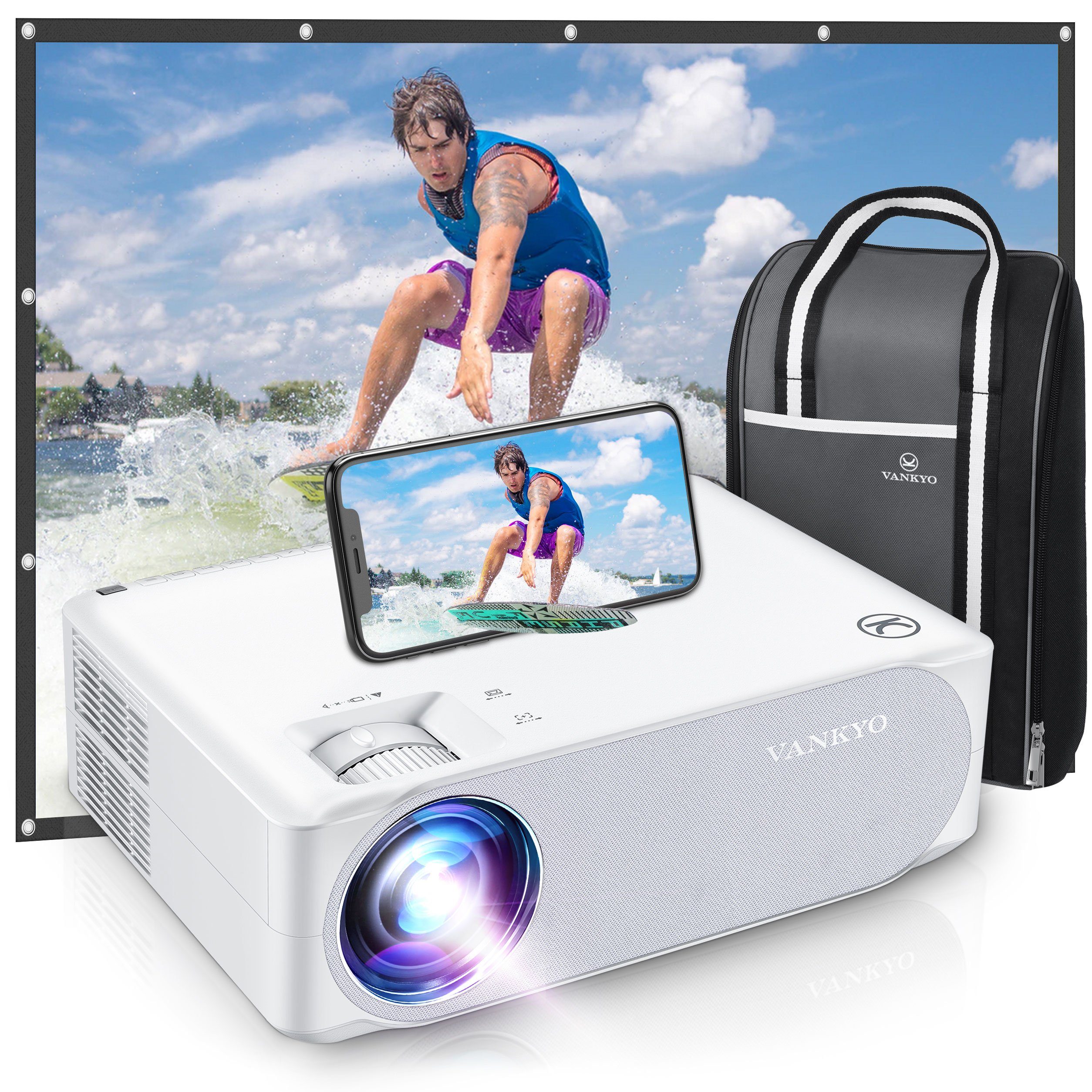 lm, Heimkino, Lux VANKYO 1920*1080 px, V630W Support 7000 (7000 Performance Mini Full iOS/Android) Beamer 1000:1, WiFi HD, Beamer HDMI