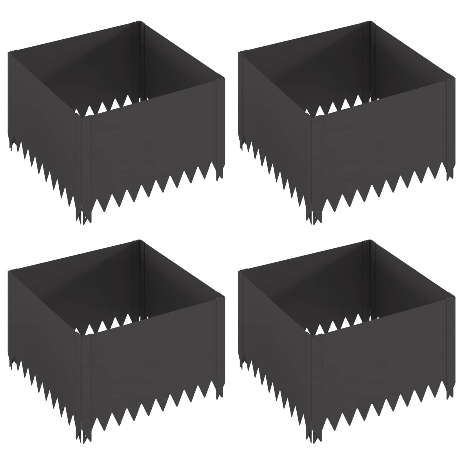 vidaXL Beetumrandung Raseneinfassung 4 Stk. 60 x 60 x 35 cm Stahl Schwarz