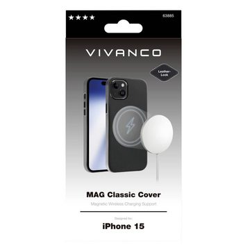 Vivanco Handyhülle MAG Classic Cover für iPhone 15, MagSafe kompatibel, Spritzwassergeschützt, Staubdicht, Wasserabweisend