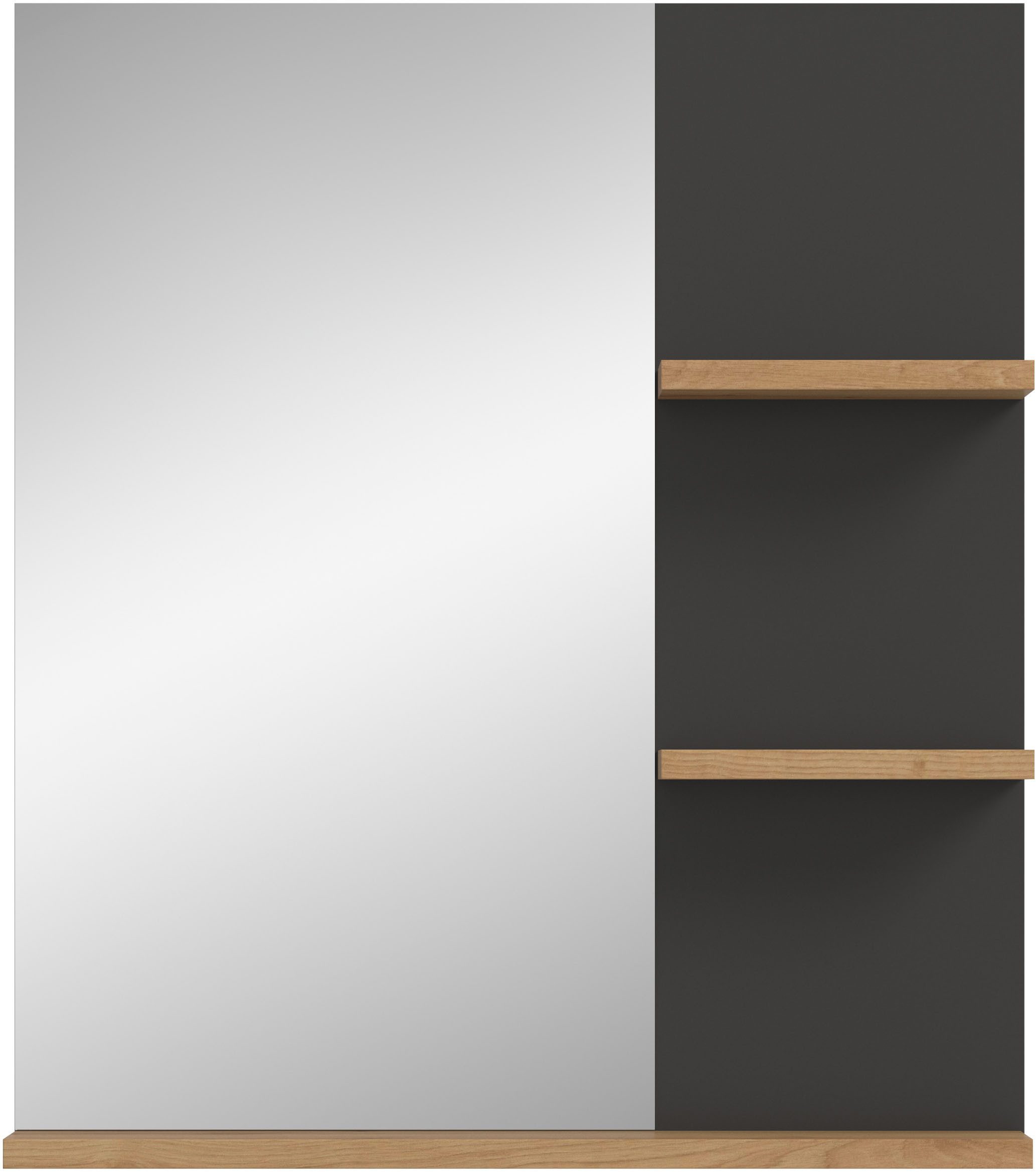 welltime Badspiegel REHAT, Breite 63 cm, mit 3 Ablageböden, hochwertiges Spiegelglas, Badmöbel, Spiegel, Wandspiegel, Bad, Badezimmer