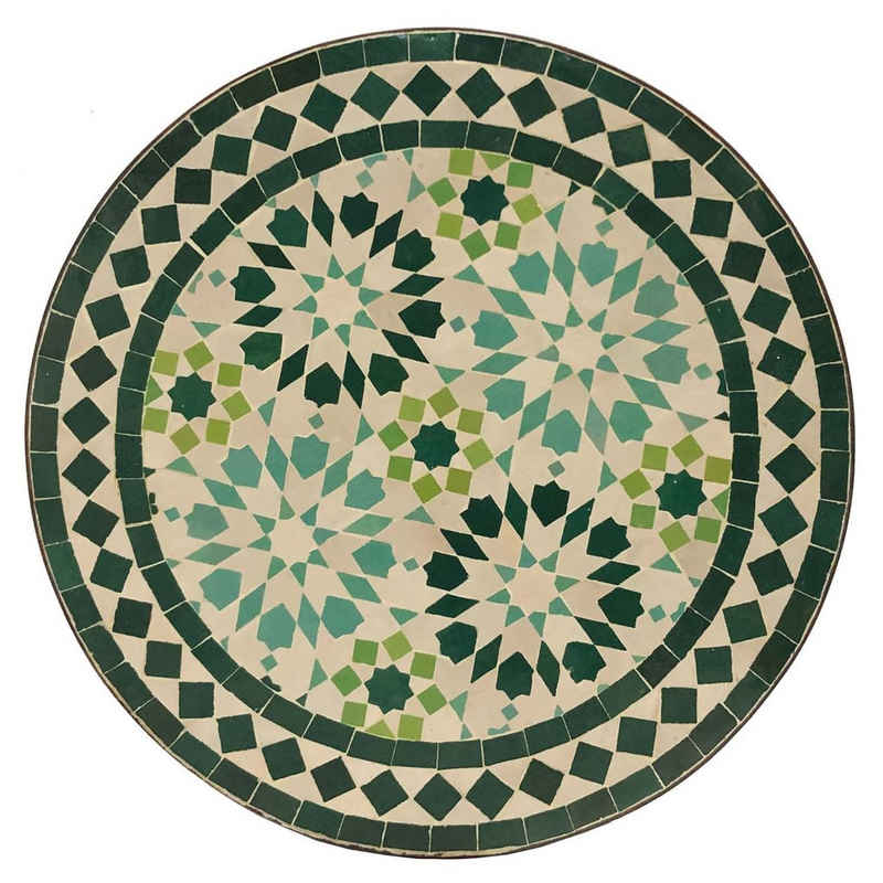 Casa Moro Beistelltisch Mosaik-Beistelltisch Ø45cm Ankabut Türkis mit Schmiedeeisen (Gestell Höhe 50cm, Mediterraner Mosaiktisch, Gartentisch kleiner Teetisch Kaffeetisch Balkontisch, MT2996), Kunsthandwerk aus Marokko