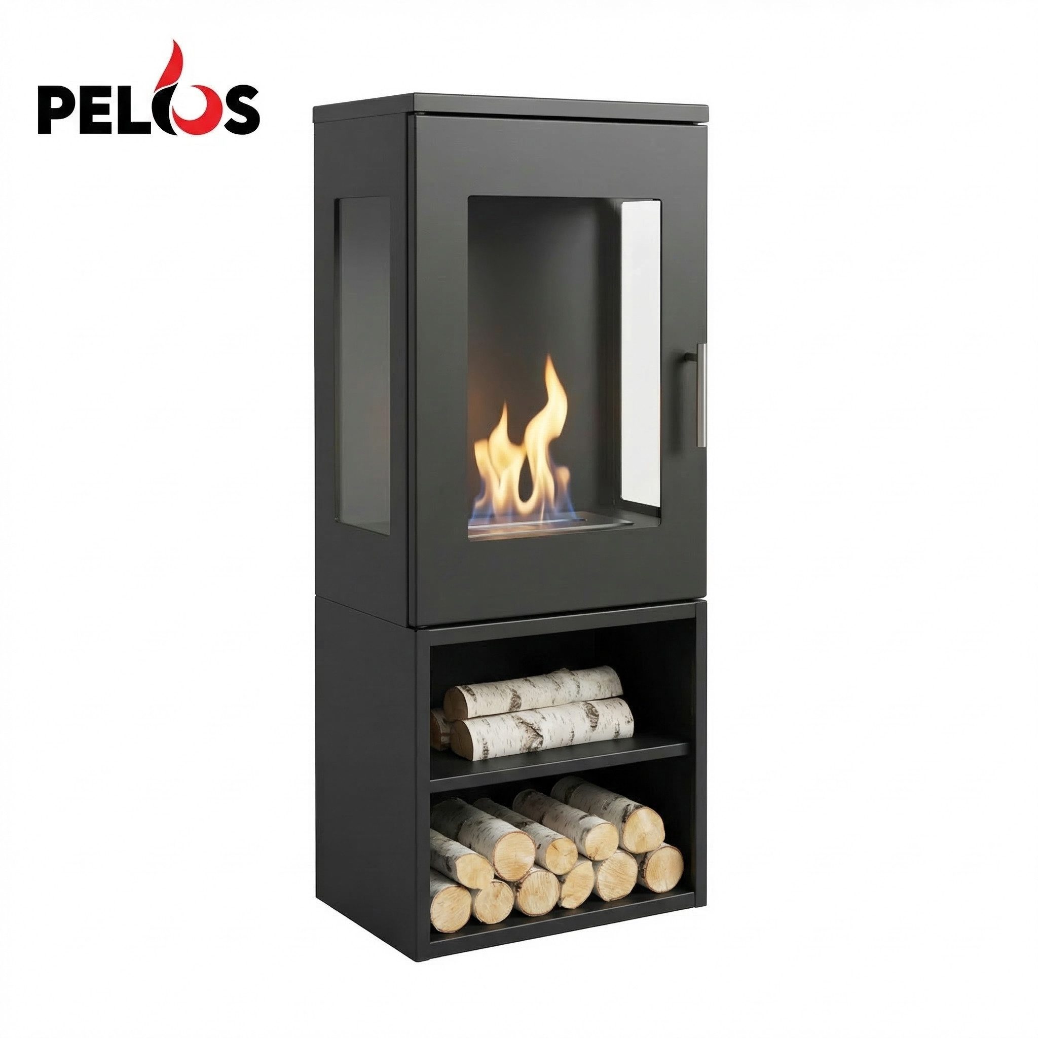 ScandiFlames Kaminofen Cheyenne, Bio-Ethanol, 1,9 kW, 95cm hoch,37cm breit in schwarz, 1,9 kW