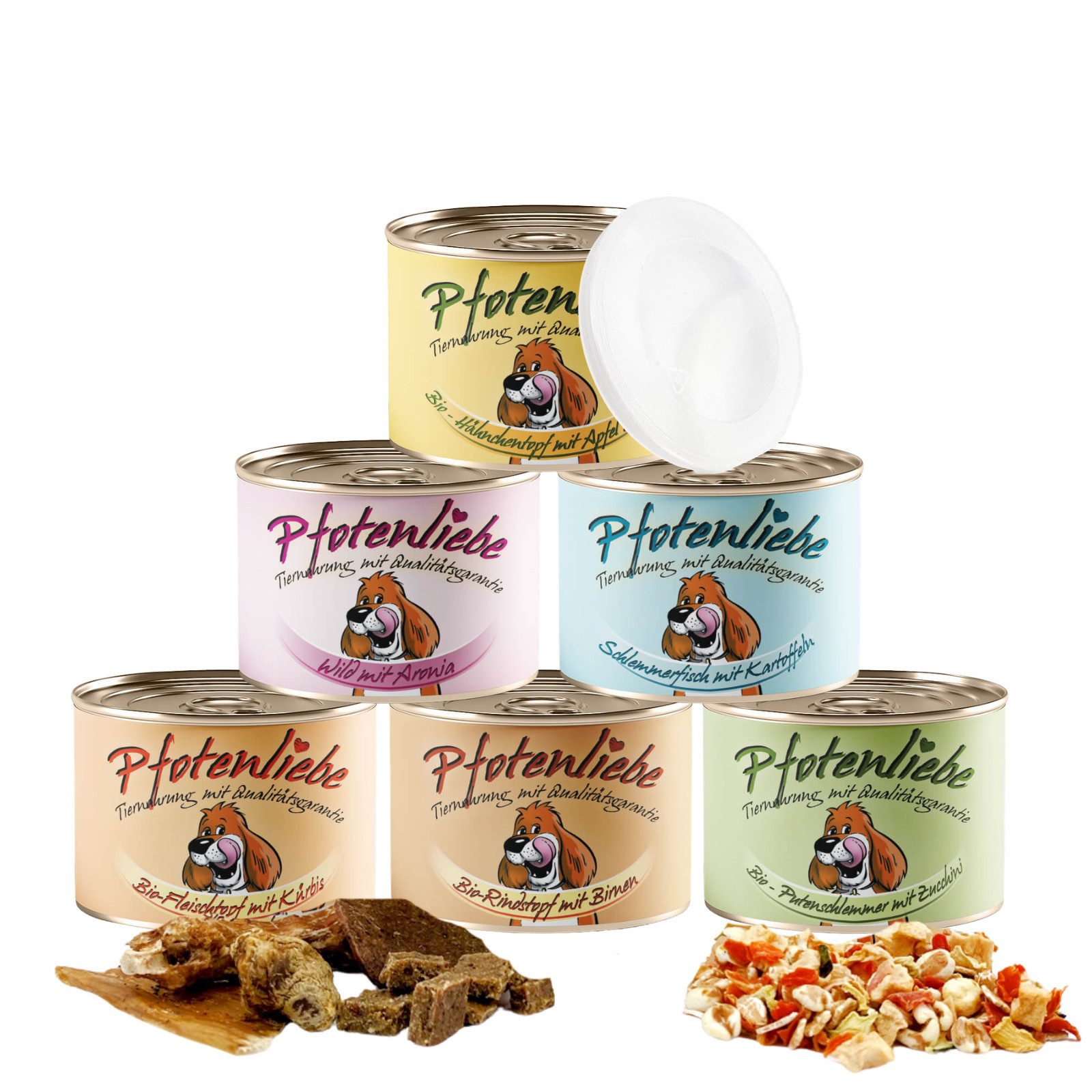 Pfotenliebe Schnupperpaket für Hunde 6x200g, Nassfutter für: Hunde