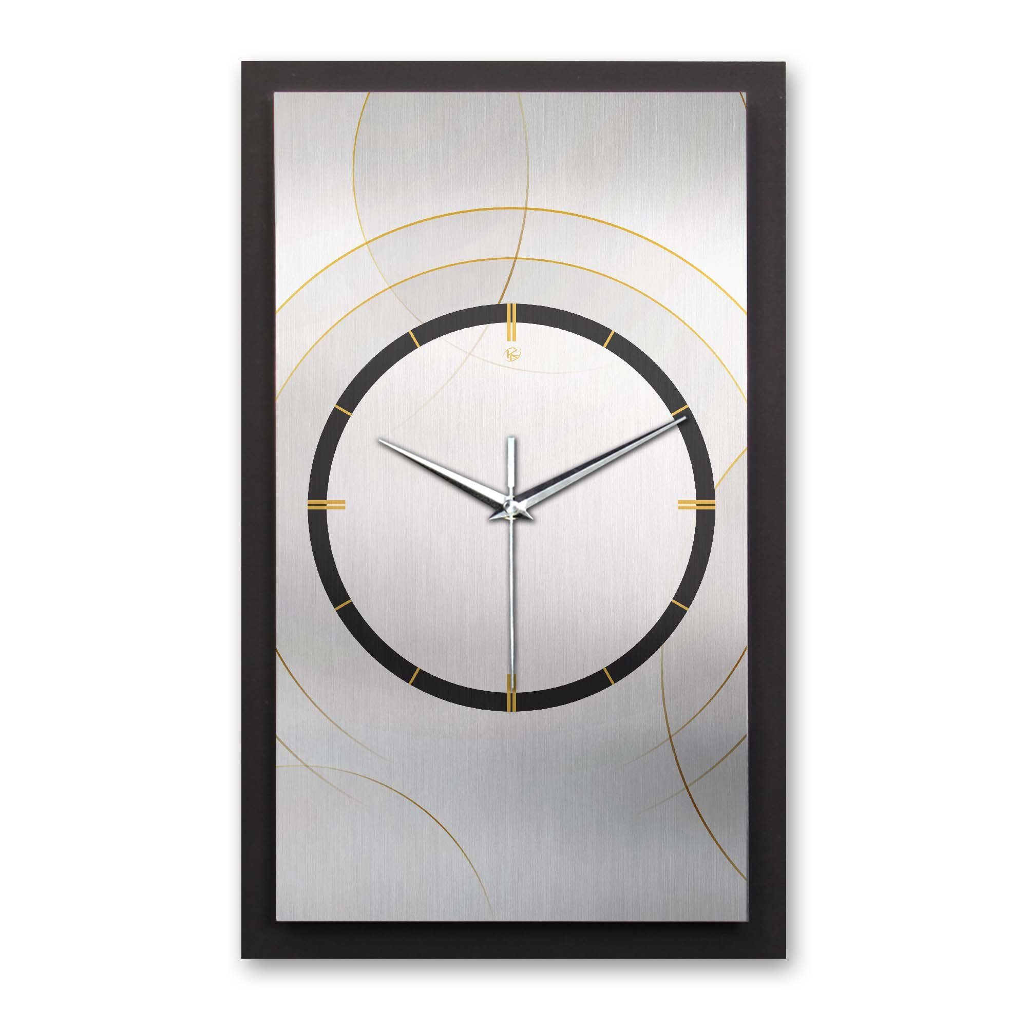 Kreative Feder Wanduhr 3D Designer-Wanduhr Golden Circles (ohne Ticken; Funk- oder Quarzuhrwerk; elegant, außergewöhnlich, modern)