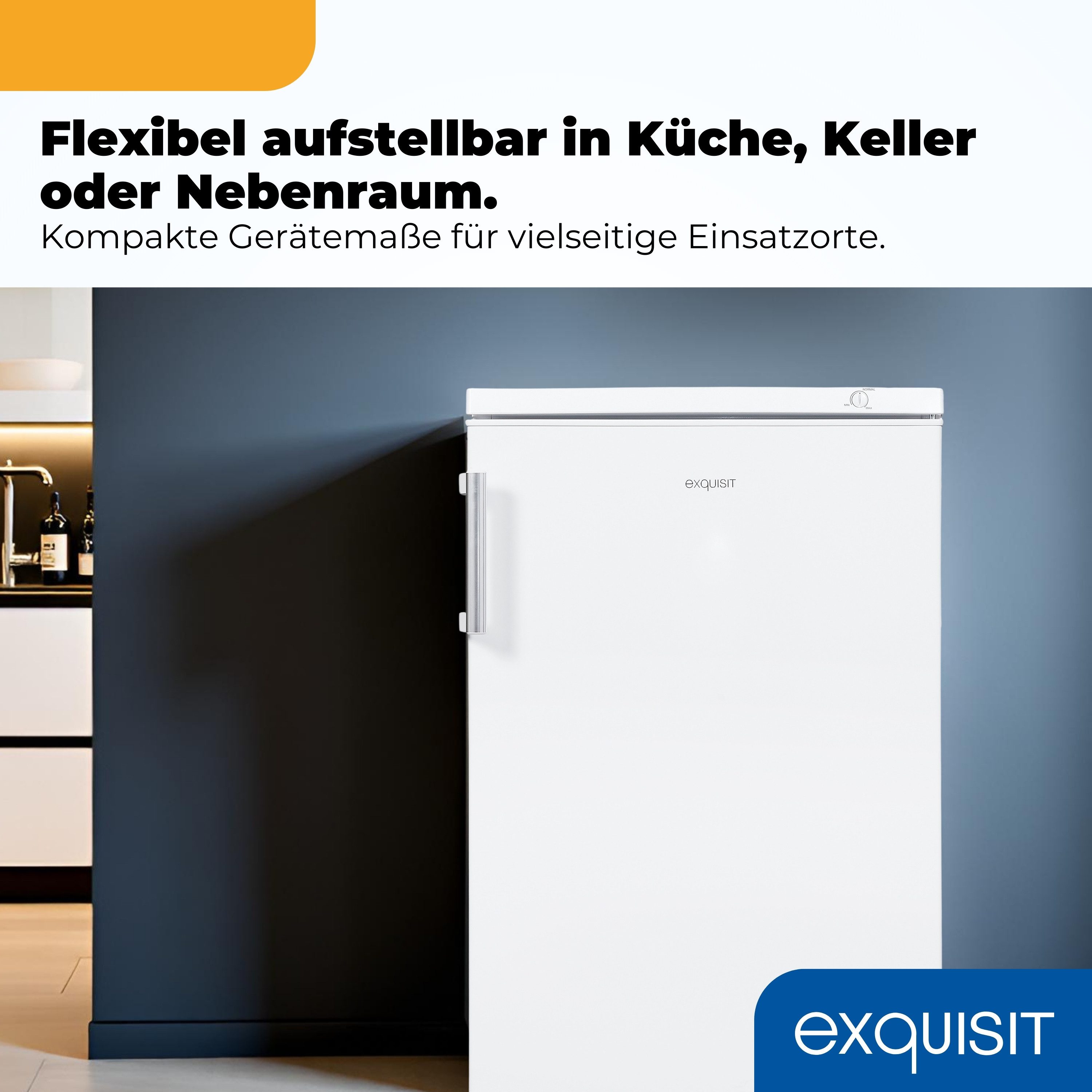 exquisit Gefrierschrank GS581-H-010D, 84.5 cm hoch, 56 cm breit, 85 l Nutzinhalt, Energieklasse D, 40 dB, 3 Schubladen