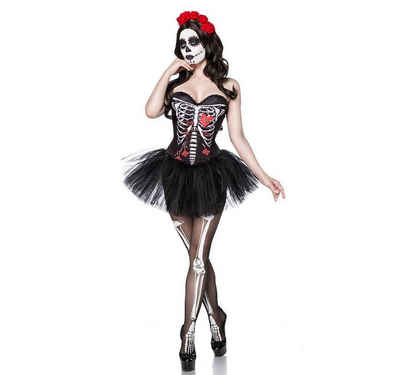 Mask Paradise Zombie-Kostüm Day of The Dead Kostüm: Skull Senorita Skelett Karneval Halloween