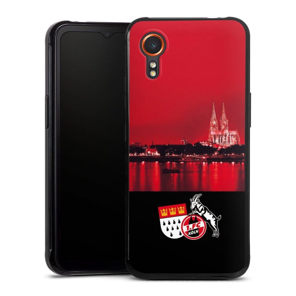 DeinDesign Handyhülle Skyline 1. FC Köln Offizielles Lizenzprodukt Skyline Köln Rot, Samsung Galaxy Xcover 7 Silikon Hülle Bumper Case Handy Schutzhülle