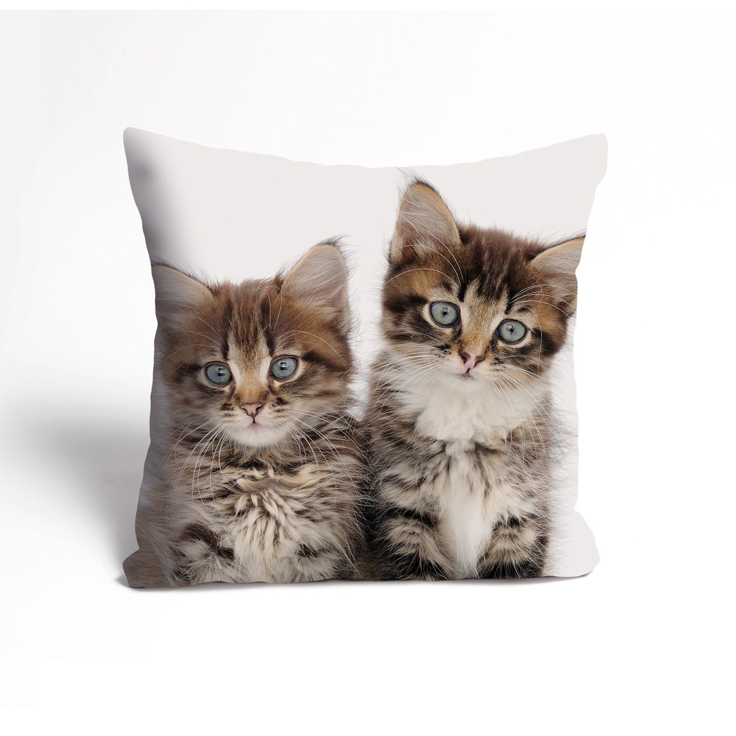 Kissenbezug Cat Twins - (1 Stück), - 40x40cm Reißverschluss Katzen - Zierkissenbezug, Kissenhülle mit queence 