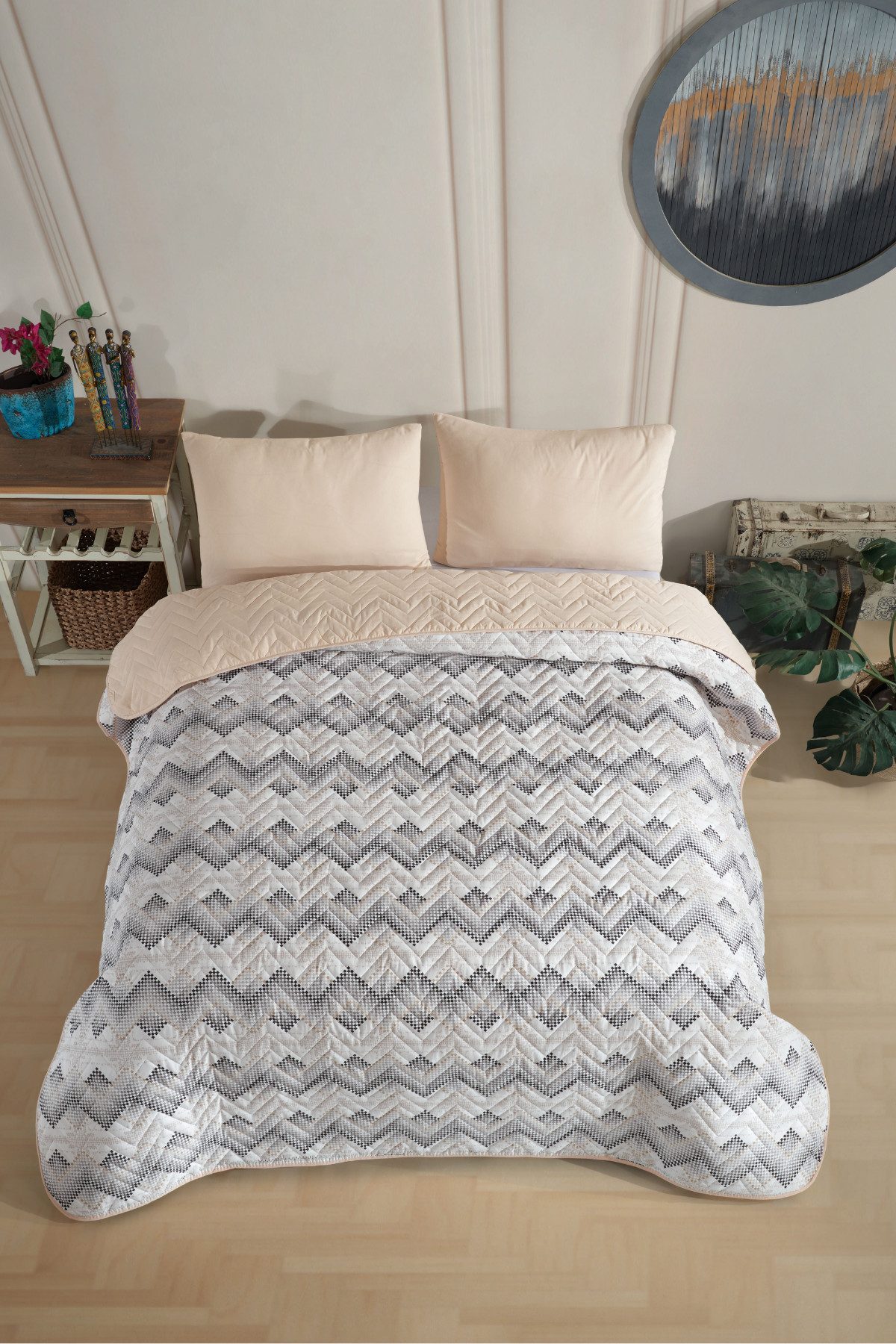 Formeya Tagesdecke Wendbare Piqué-Tagesdecke 200x230 cm für Doppelbett