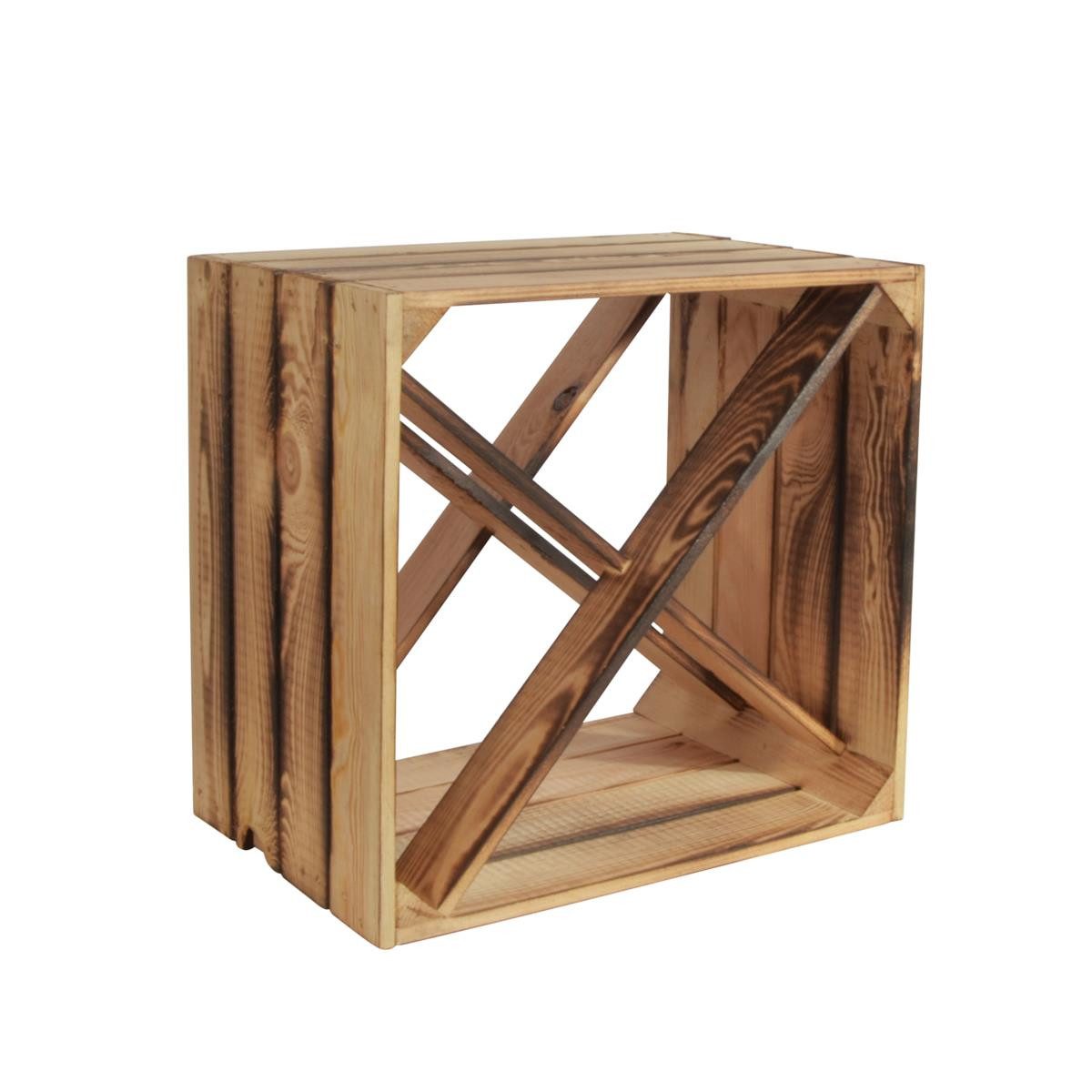 CHICCIE Weinregal Wino Flaschenregal aus Holz Geflammt X Regal, 1-tlg.