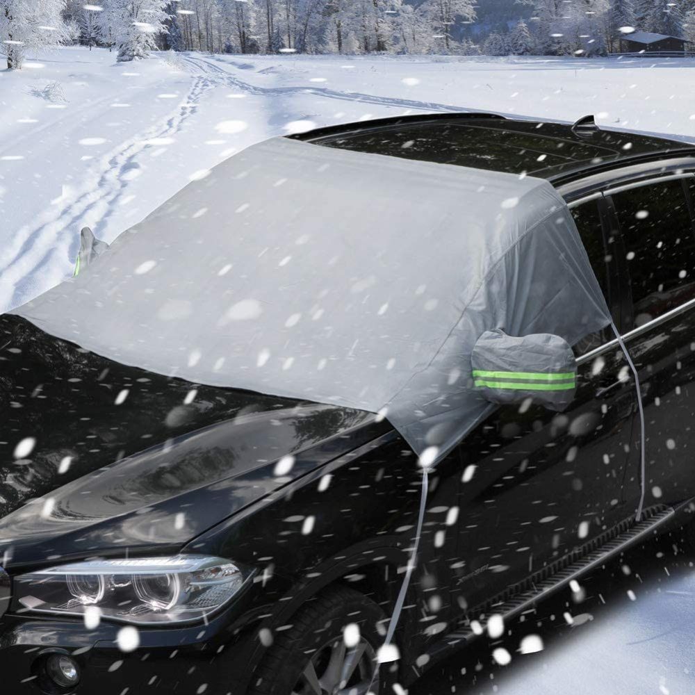 LKW und SUV 96 x 57 Zoll Auto Windschutzscheibe Schnee Eisabdeckung Wasserdichte Auto Windschutzscheibe Frostabdeckung mit Seitenspiegelabdeckungen Extra große Größe für die meisten Fahrzeug PKW 