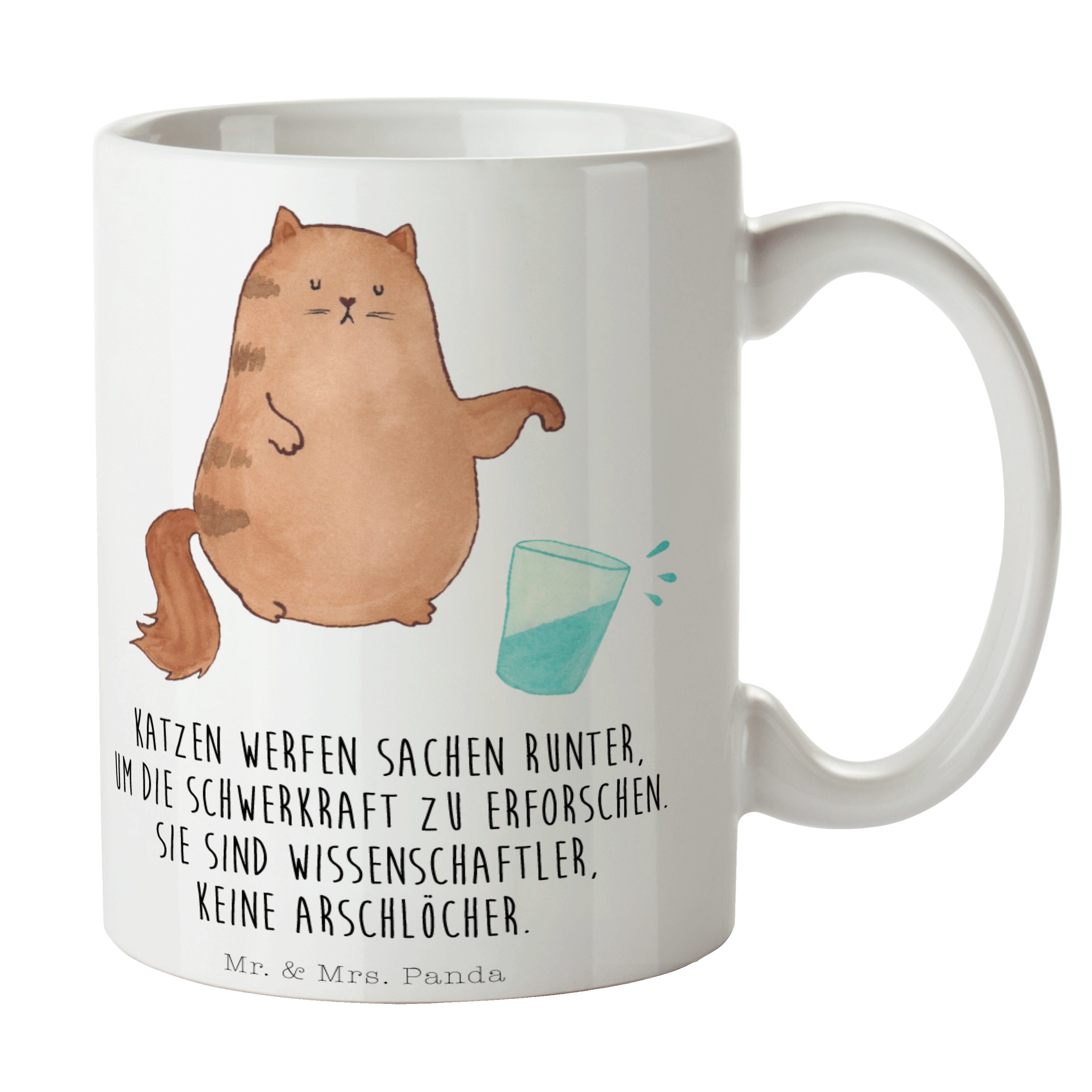 Mr. & Mrs. Panda Tasse Katze Wasserglas - Weiß - Geschenk, Katzenfan, Kaffeetasse, Porzella, Keramik