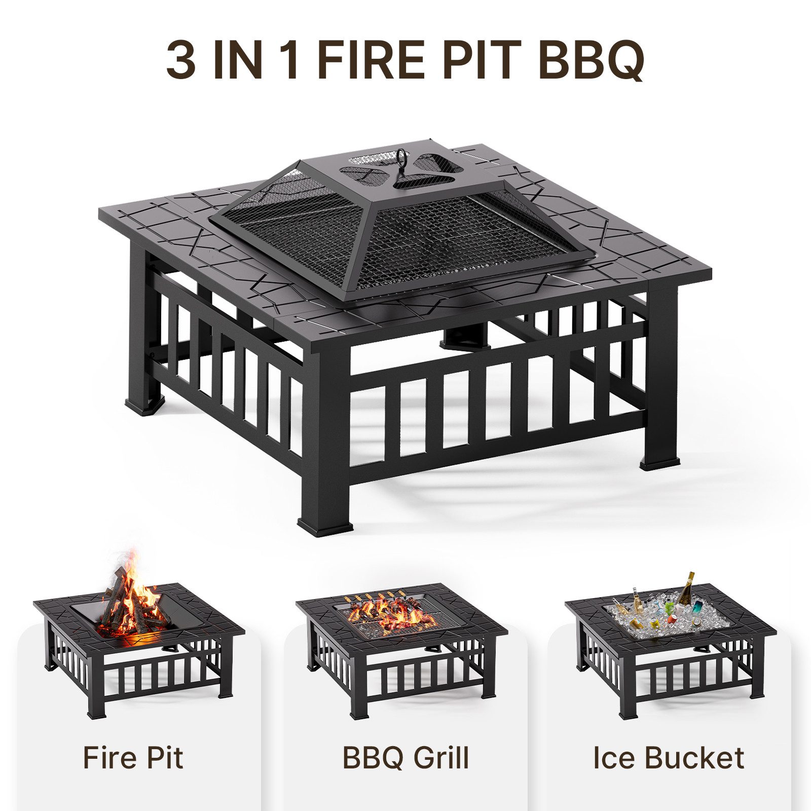 Bealife Feuerschale,Holzkohlegrill Schürhaken, 2-in-1 BBQ Grill, Feuerstell günstig online kaufen