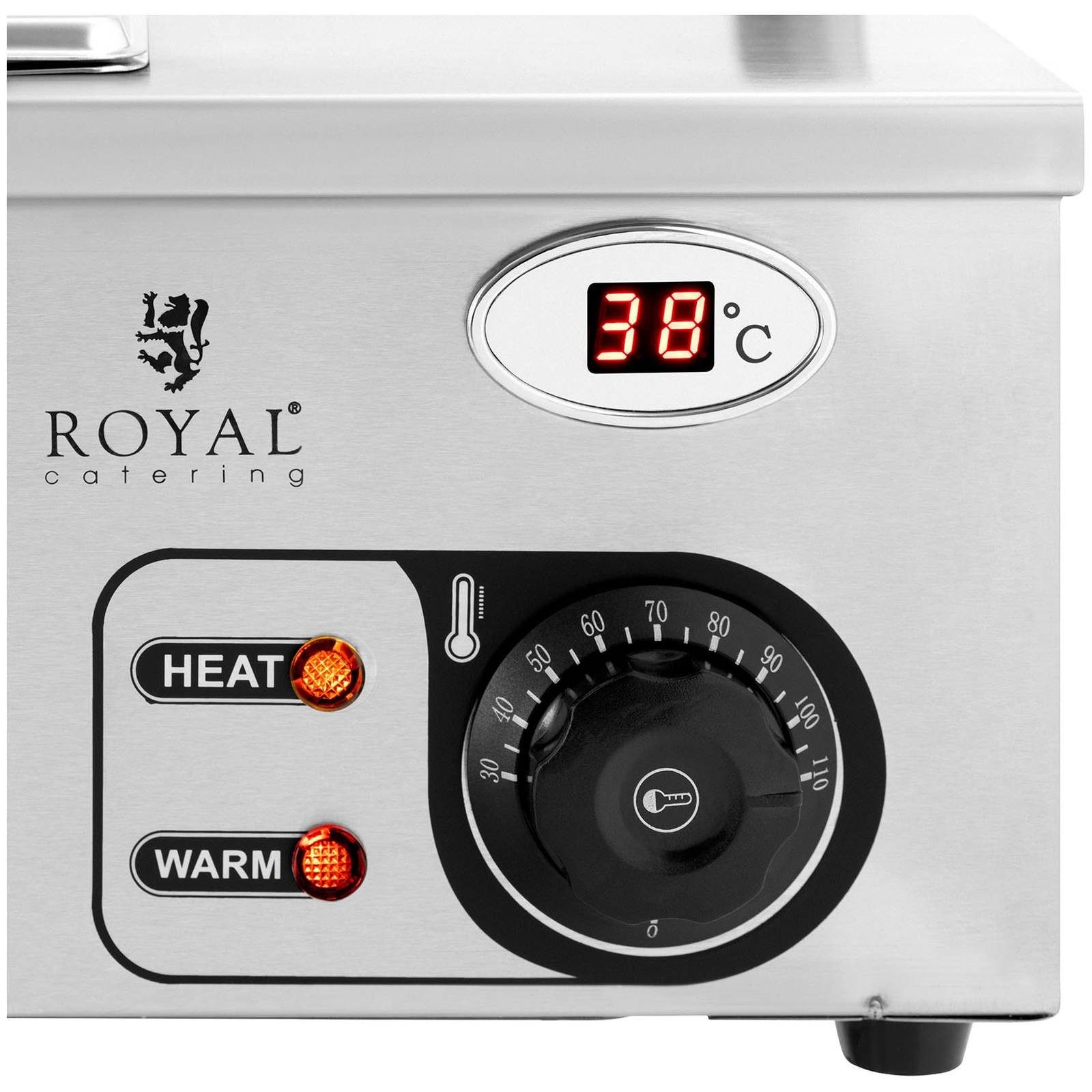 Royal Catering Speisenwärmer Bain Marie Ablasshahn 2000 W 3x GN 1/2 Warmhaltebehälter