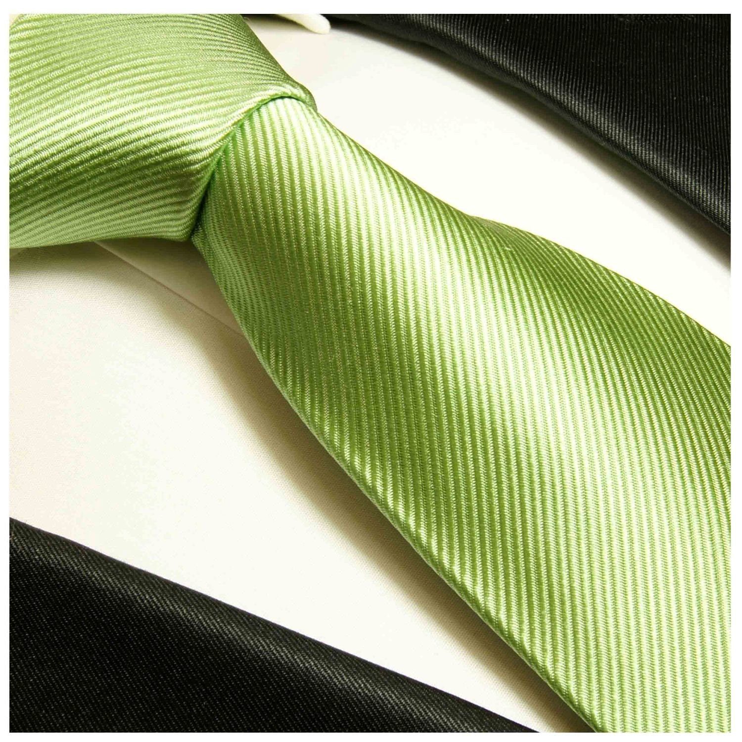 Krawatte Einstecktuch) 2-St., Tuch Schmal 100% Malone (6cm), Krawatte (Set, uni 504 modern grün Seide mit Herren Seidenkrawatte und Paul