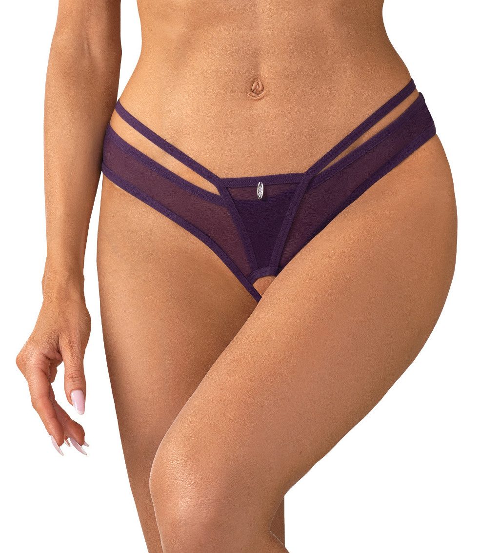 Obsessive String Vibres transparenter String mit offenem Schritt - lila (1-St) transparentes Mesh in intensivem Lilaton