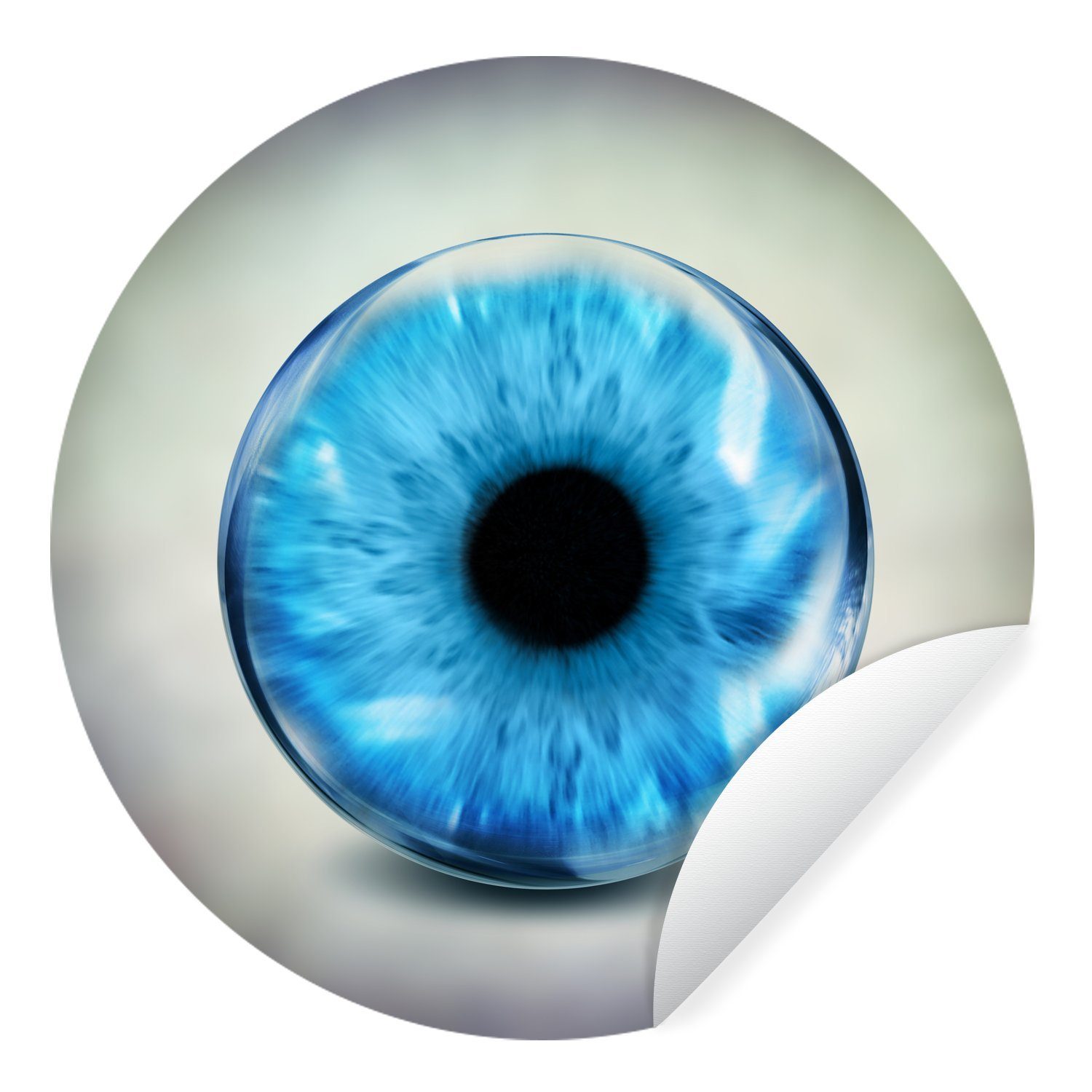 MuchoWow Wandsticker Blaues Auge im Glas (1 St), Tapetenkreis für Kinderzimmer, Tapetenaufkleber, Rund, Wohnzimmer
