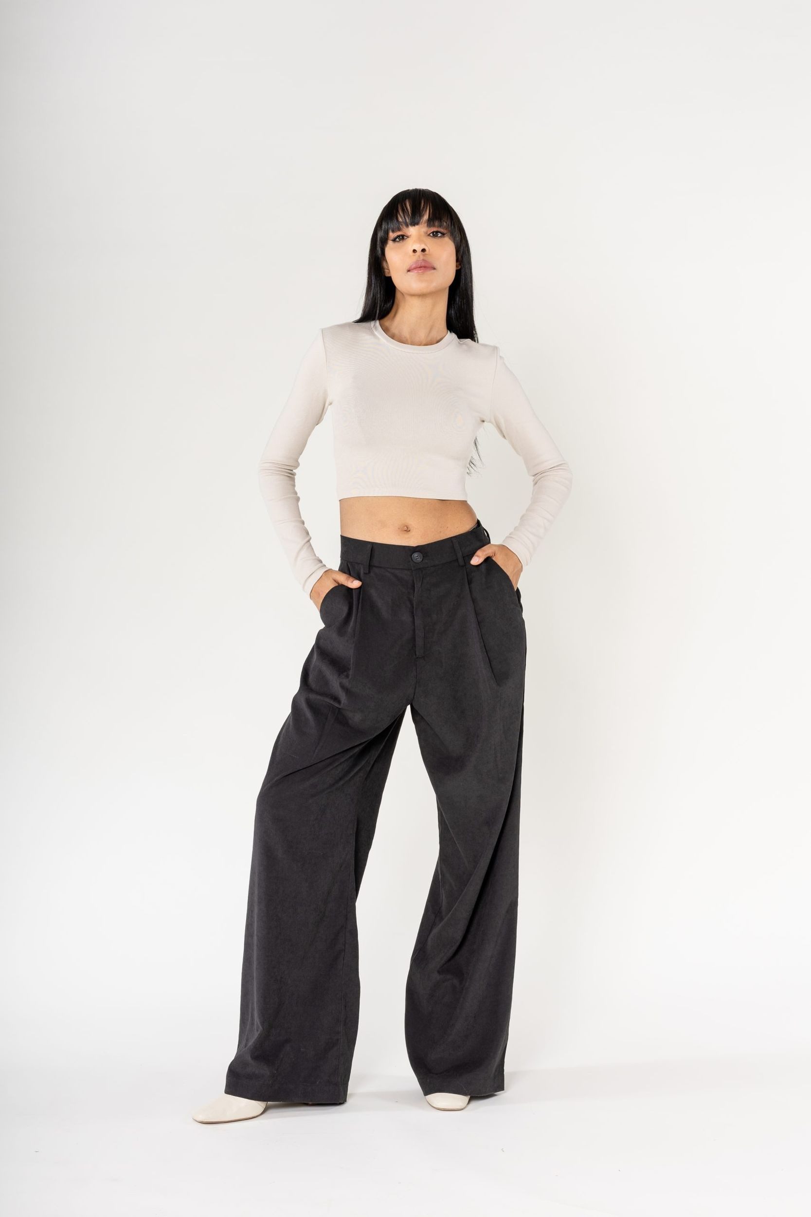 Nina Carter Stoffhose Weites Design Samt günstig online kaufen