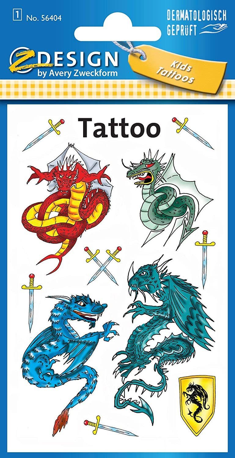 Avery Zweckform Kindertattoo Avery Zweckform - Tattoo Aufkleber - Tattoo Drachen 56404