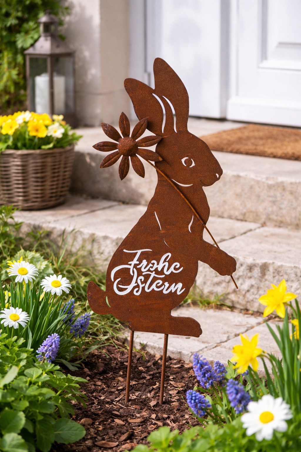 MF Gartenstecker Gartenstecker Osterhase Florin Rostoptik Metall Braun (1-St)