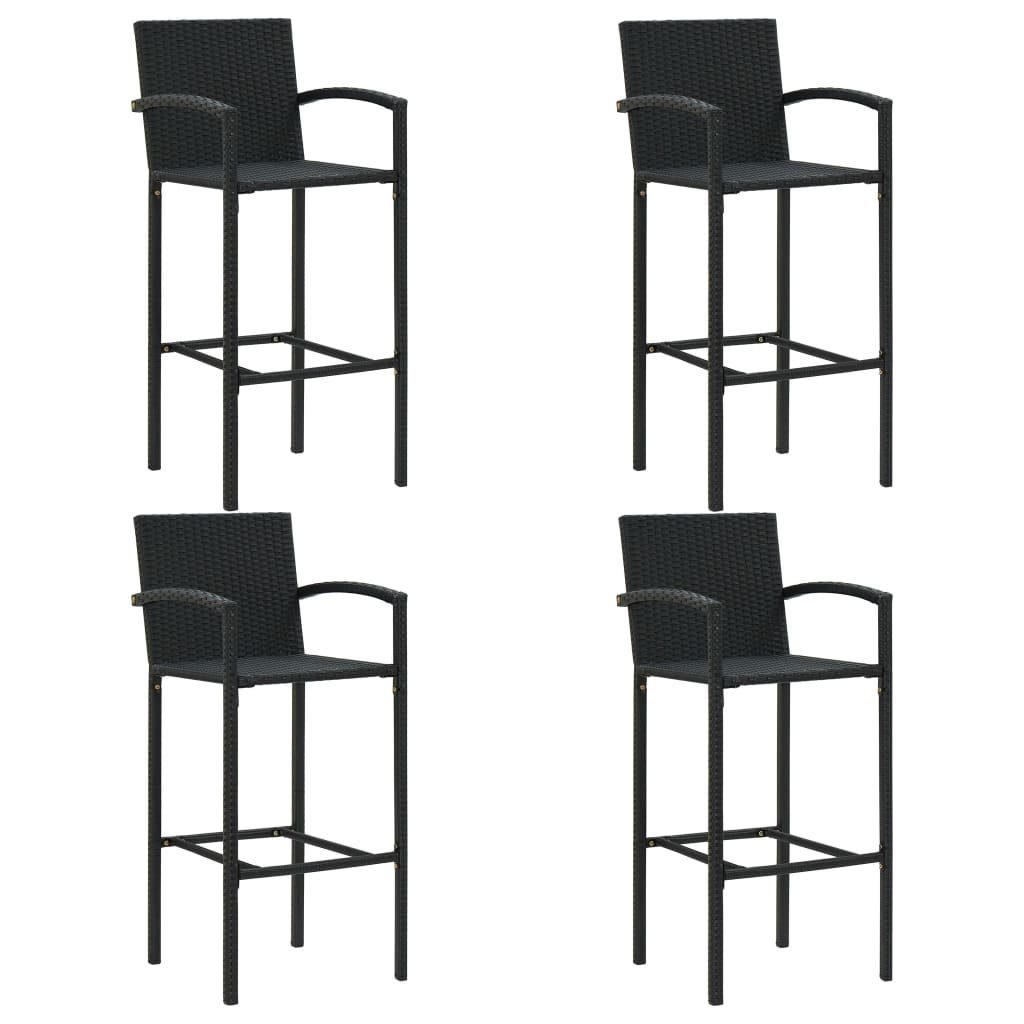furnicato Bargruppe 5-tlg. Garten-Bar-Set mit Armlehnen Poly Rattan Schwarz, (1-tlg)
