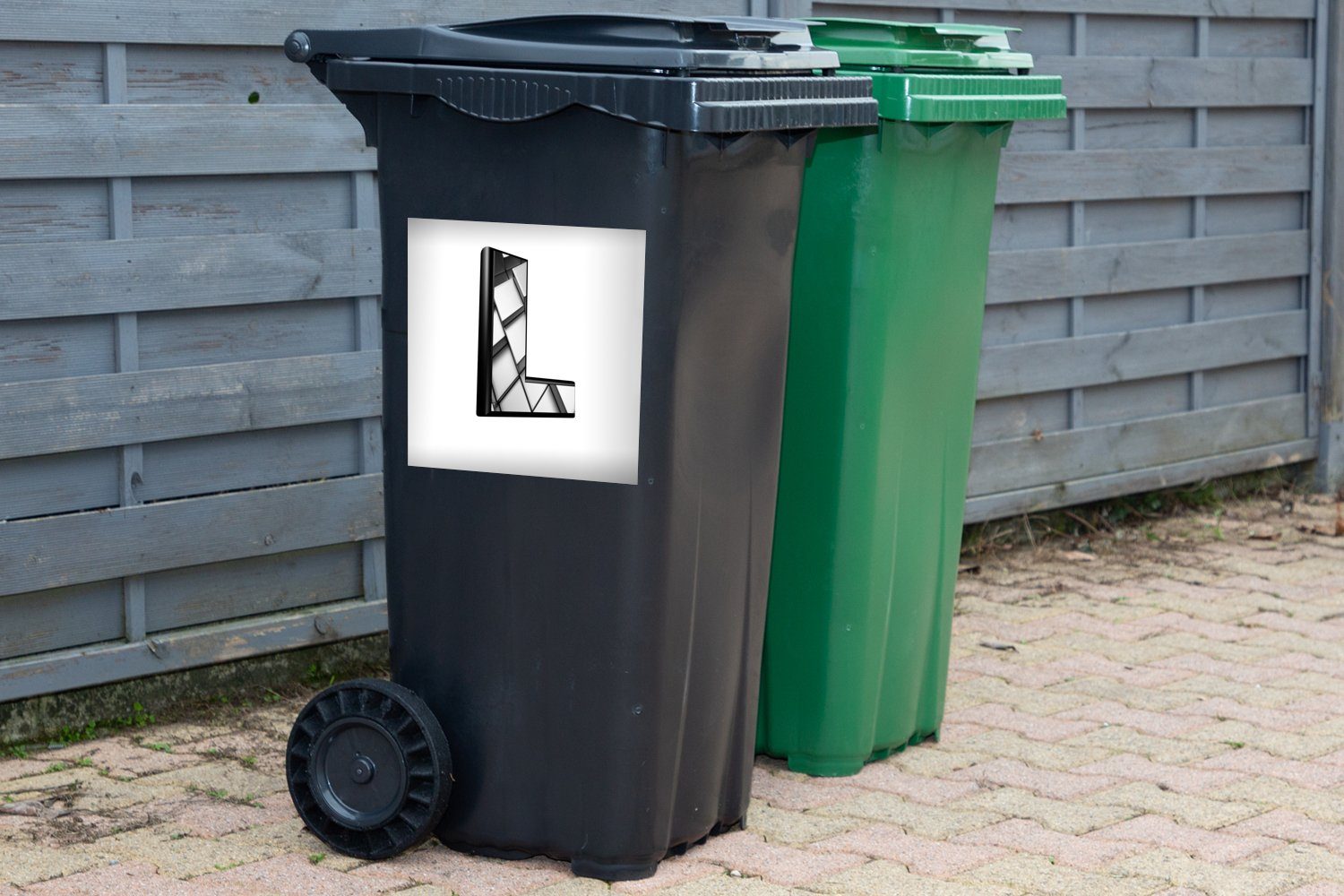 Mülleimer-aufkleber, Abfalbehälter L (1 des Buchstabens Eine Wandsticker Mülltonne, Sticker, MuchoWow St), 3D-Darstellung Container,