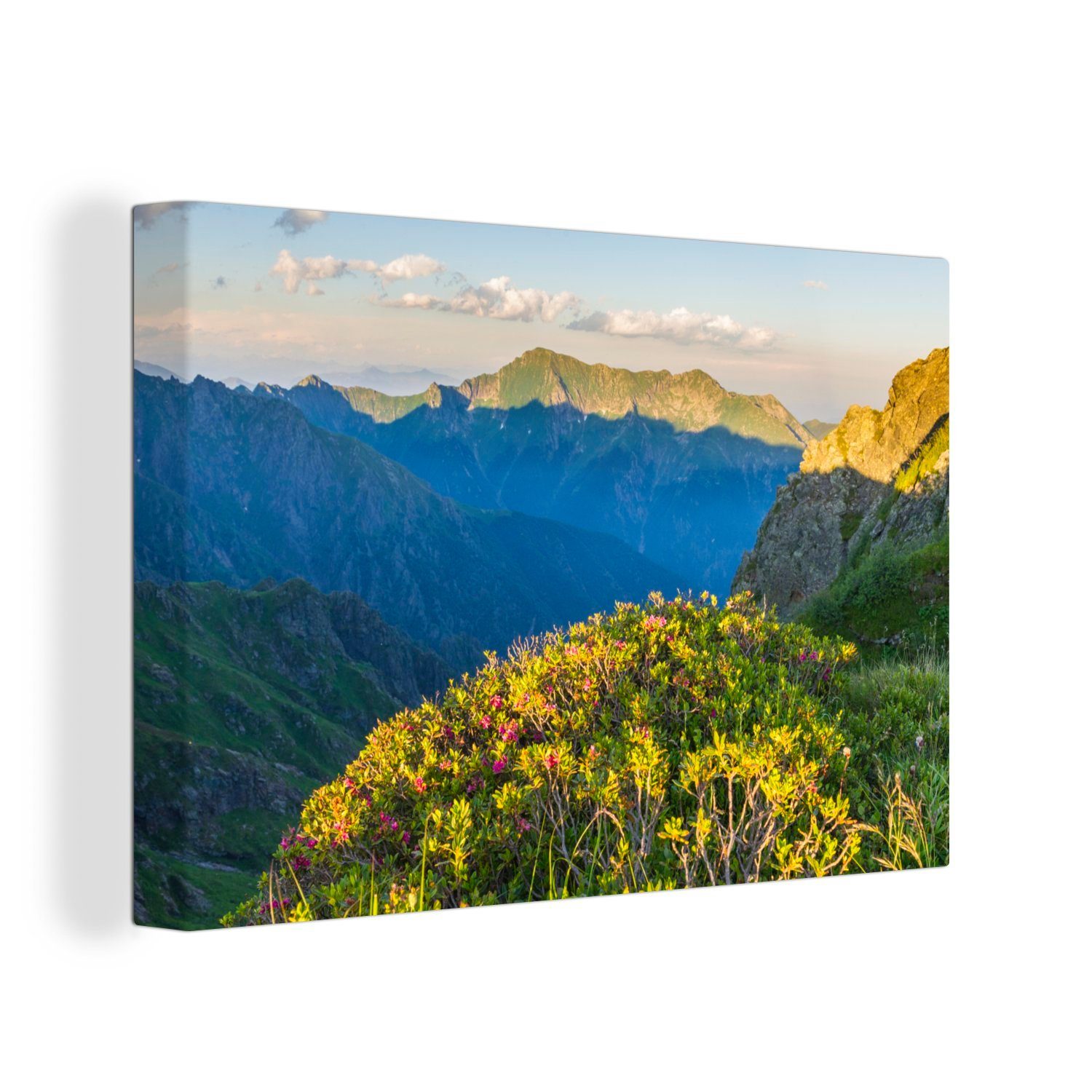 OneMillionCanvasses® Leinwandbild Die Täler des Nationalparks Val Grande in Italien bei Sonnenuntergang, (1 St), Wandbild Leinwandbilder, Aufhängefertig, Wanddeko, 30x20 cm