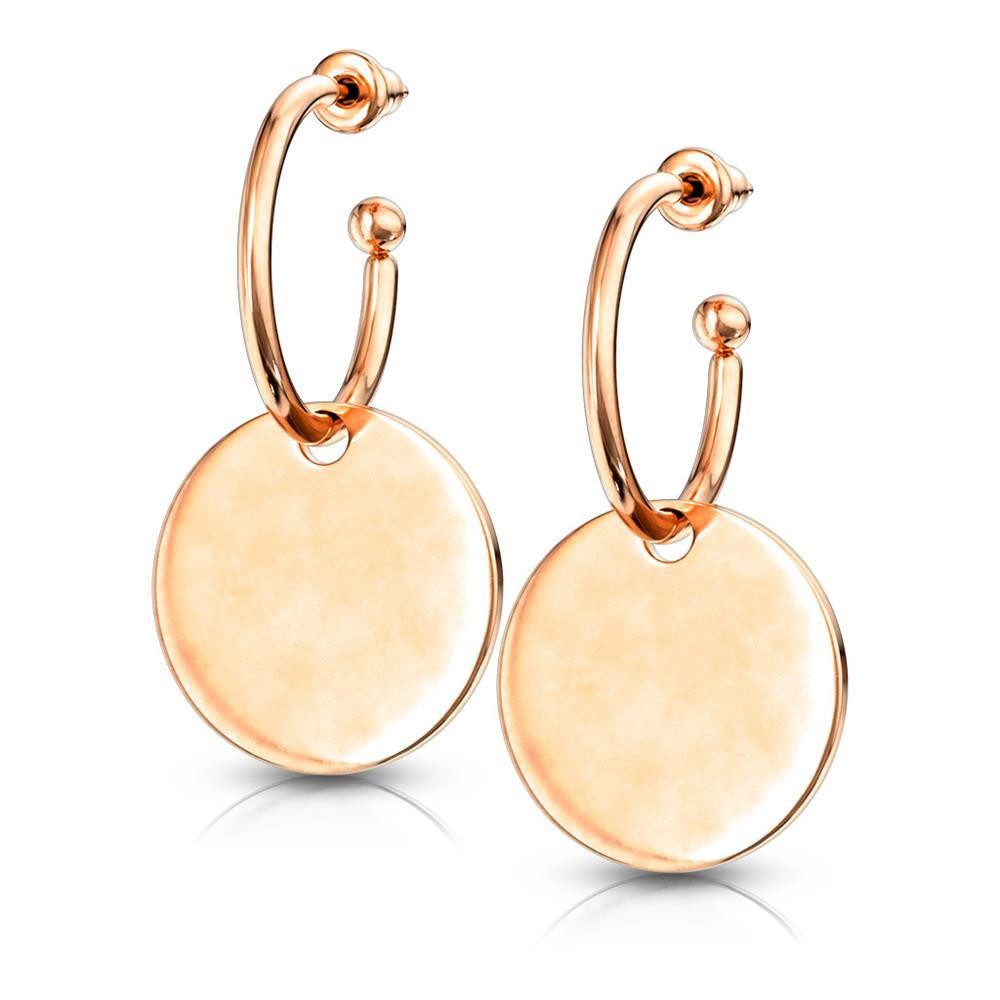 BUNGSA Creolen-Set Creolen mit rundem Plättchen aus Edelstahl Damen rosegold (1 Paar (2 Stück), 2-tlg), Ohrschmuck Ohrringe