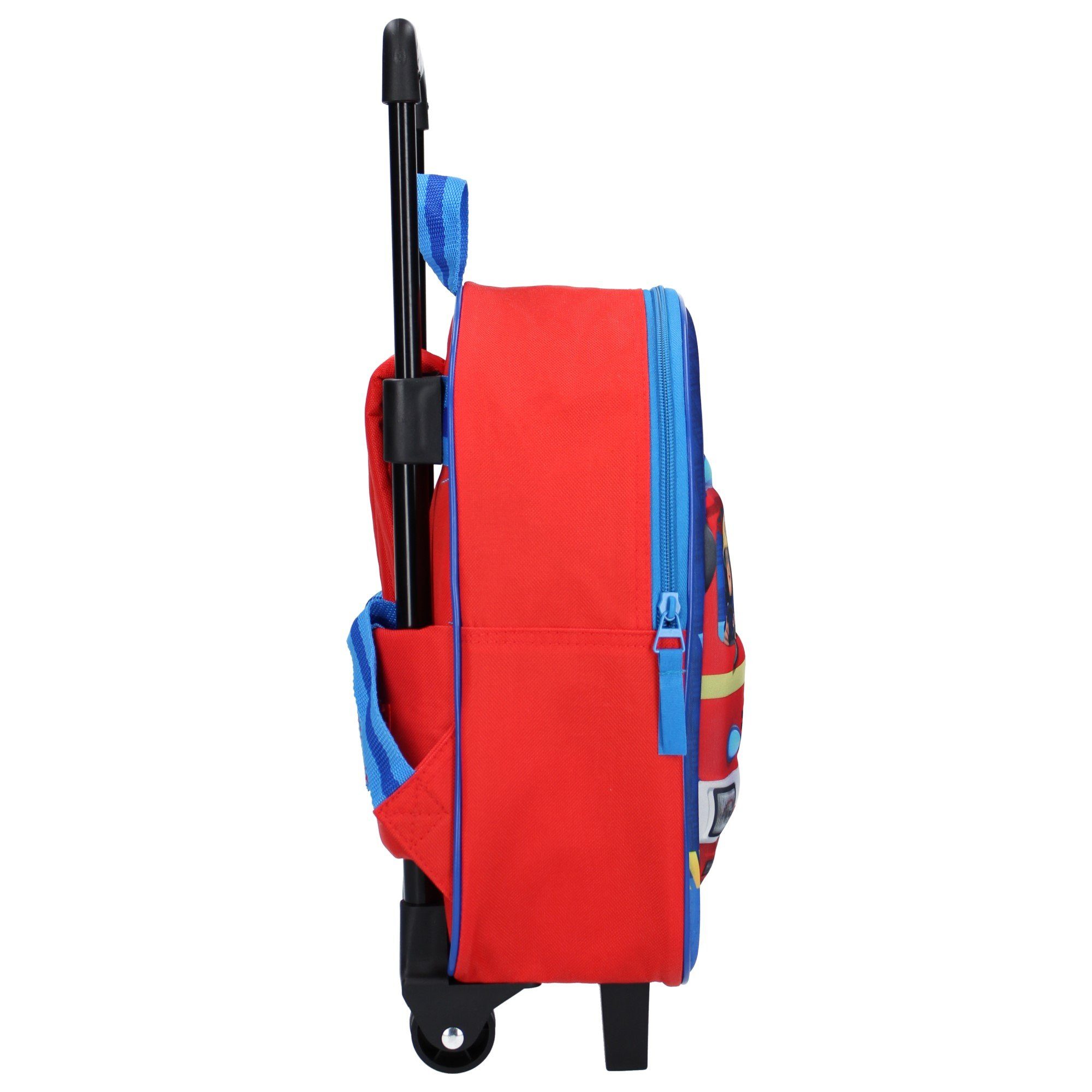 Vadobag Kinderrucksack Feuerwehrmann Sam 3D Trolley Rucksack, 31 cm - Feuerwehrauto, blau/rot (900-9448), Kinder Reisekoffer